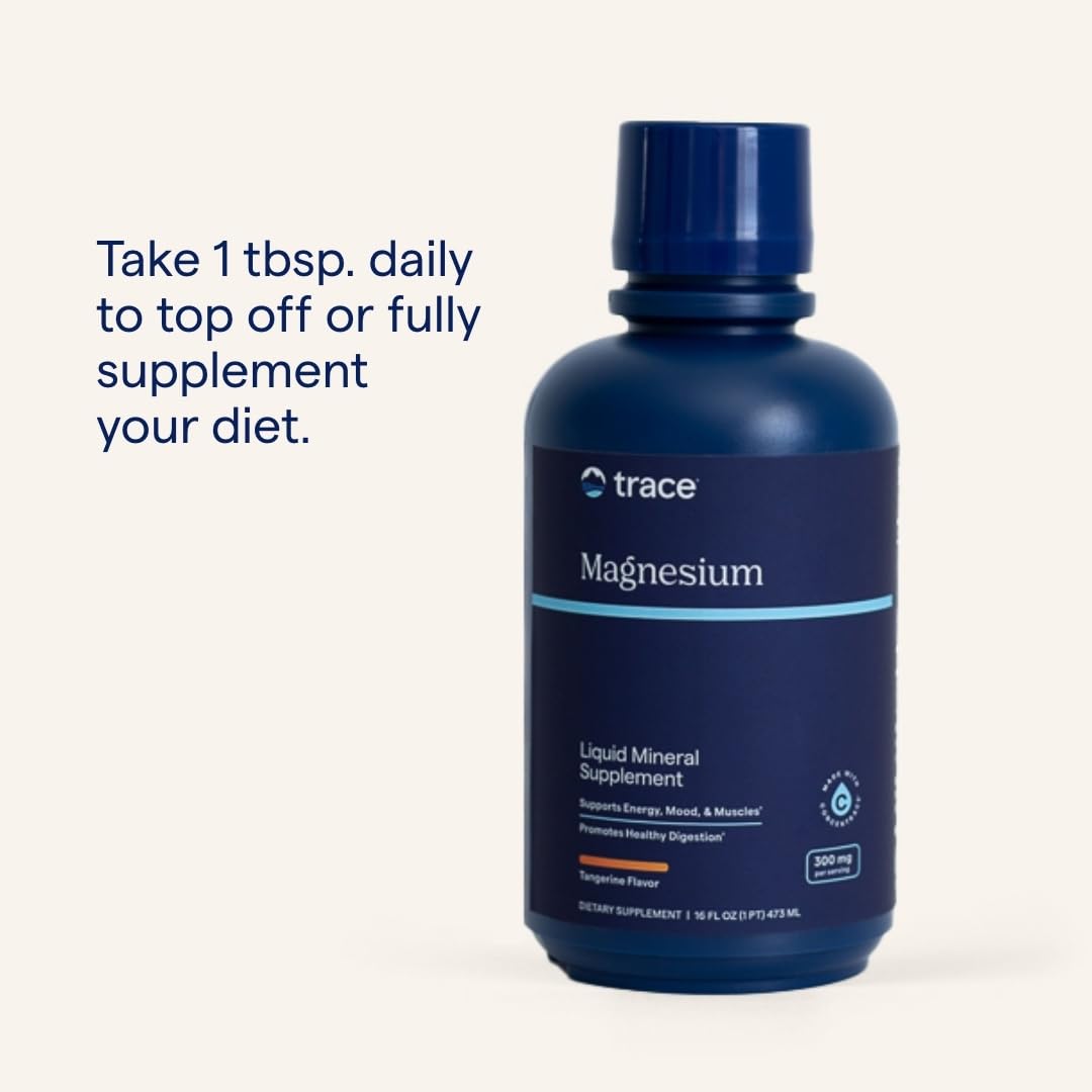 Trace Minerals Liquid Magnesium Supplement drops in a glass of water