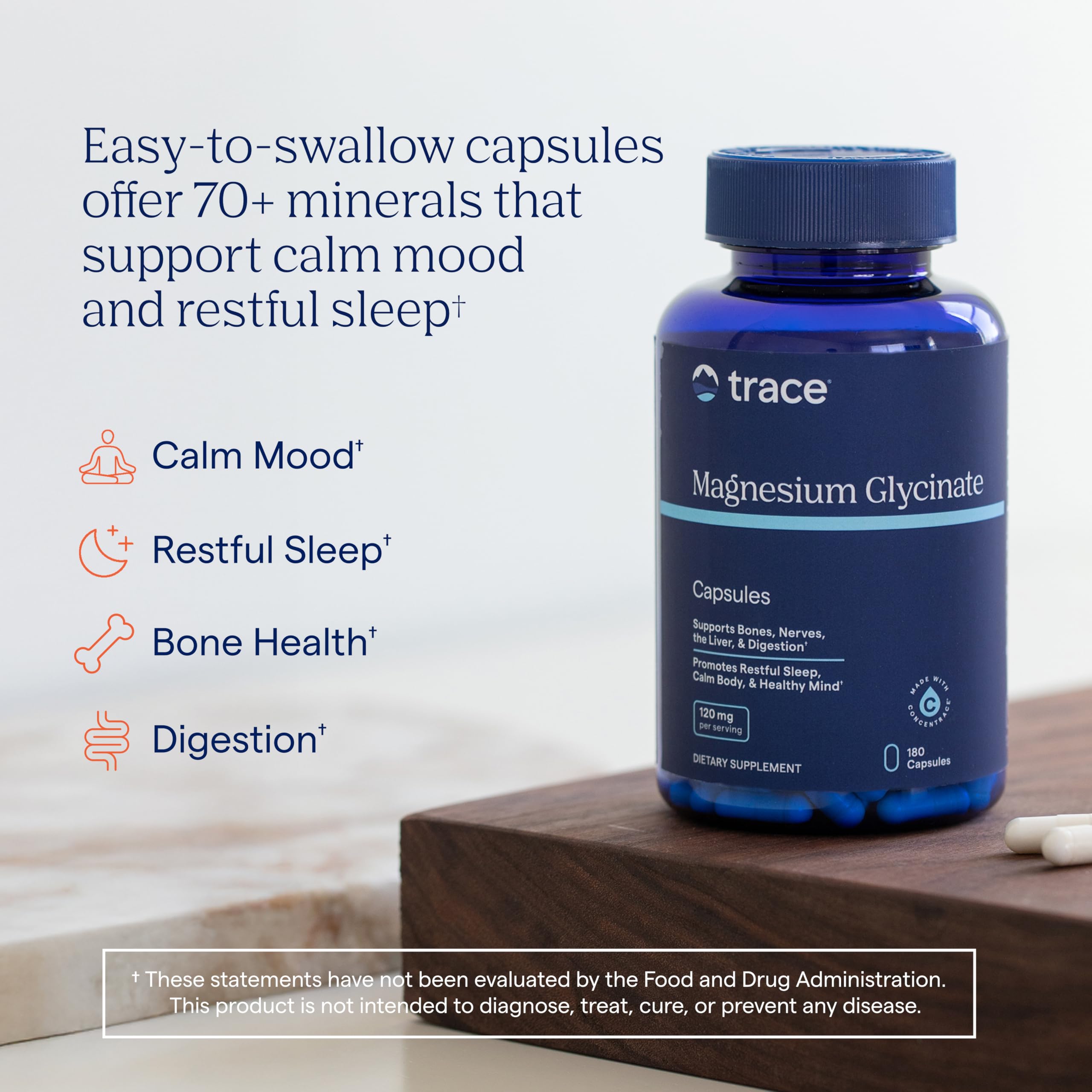 Trace Minerals Magnesium Glycinate Capsules side view