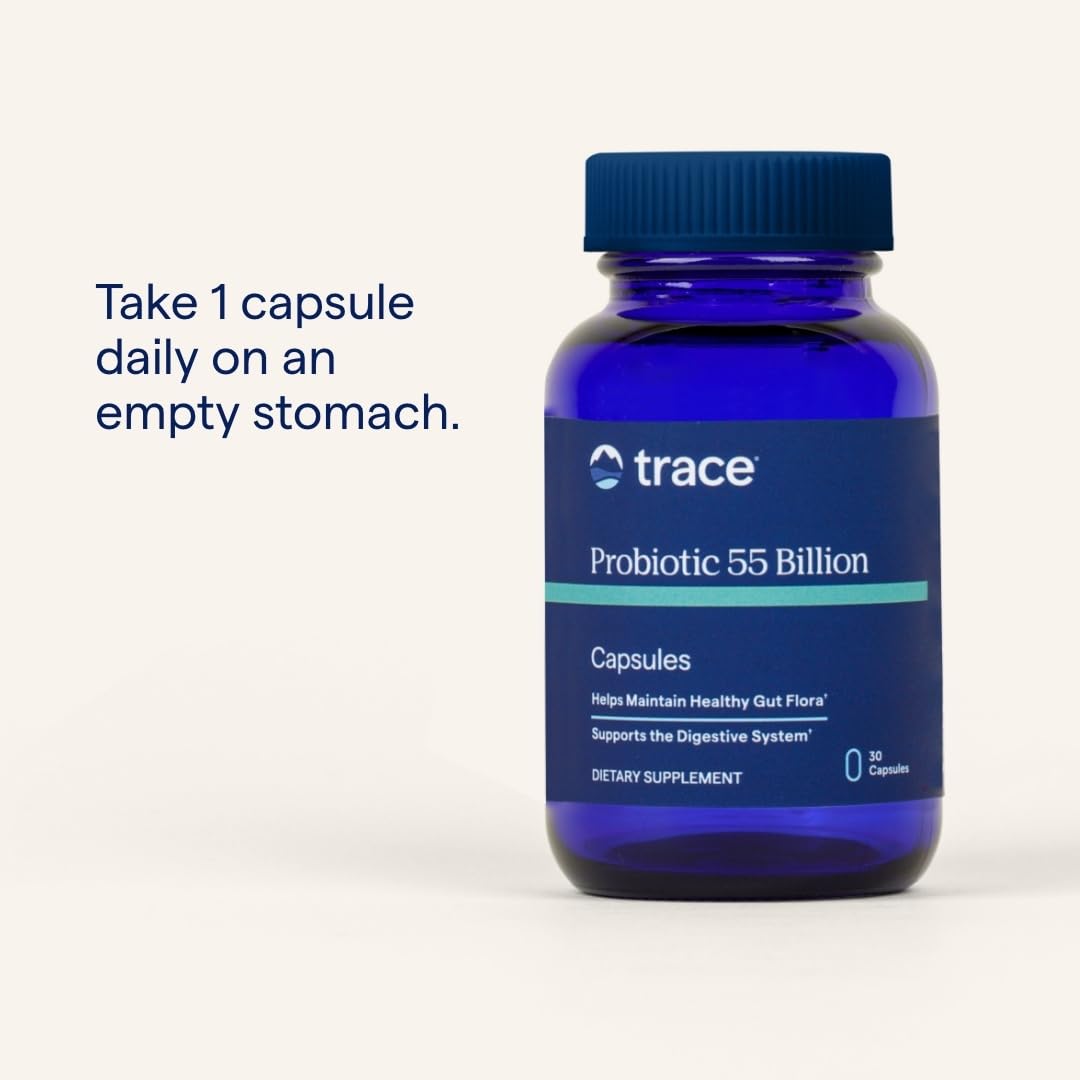 Trace Minerals Probiotic 55 Billion bottle with label details