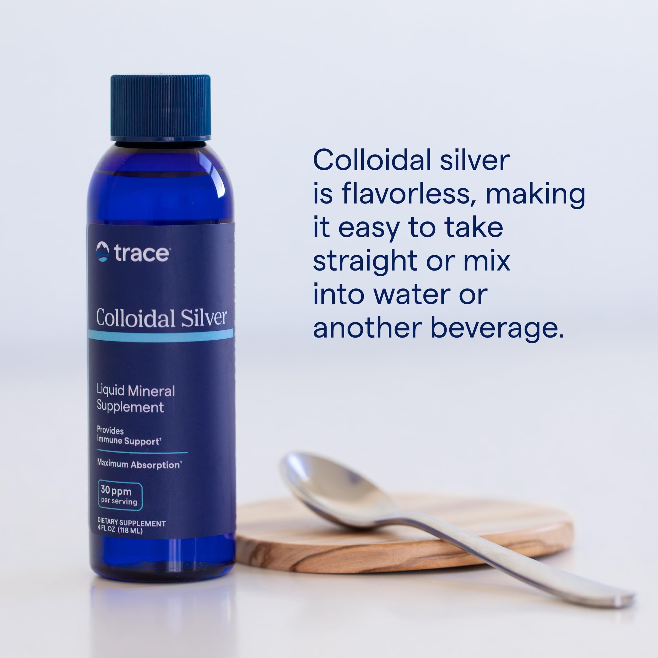 Trace Minerals Research Colloidal Silver 30 PPM 272g side view