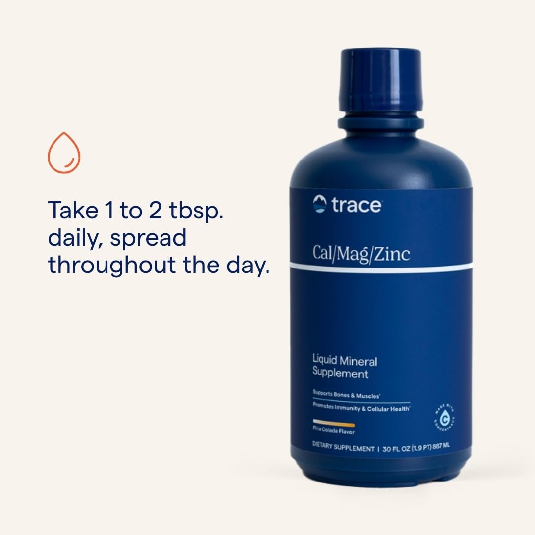 TRACE MINERALS RESEARCH Liquid Calcium Magnesium 30 fl oz with glass of liquid