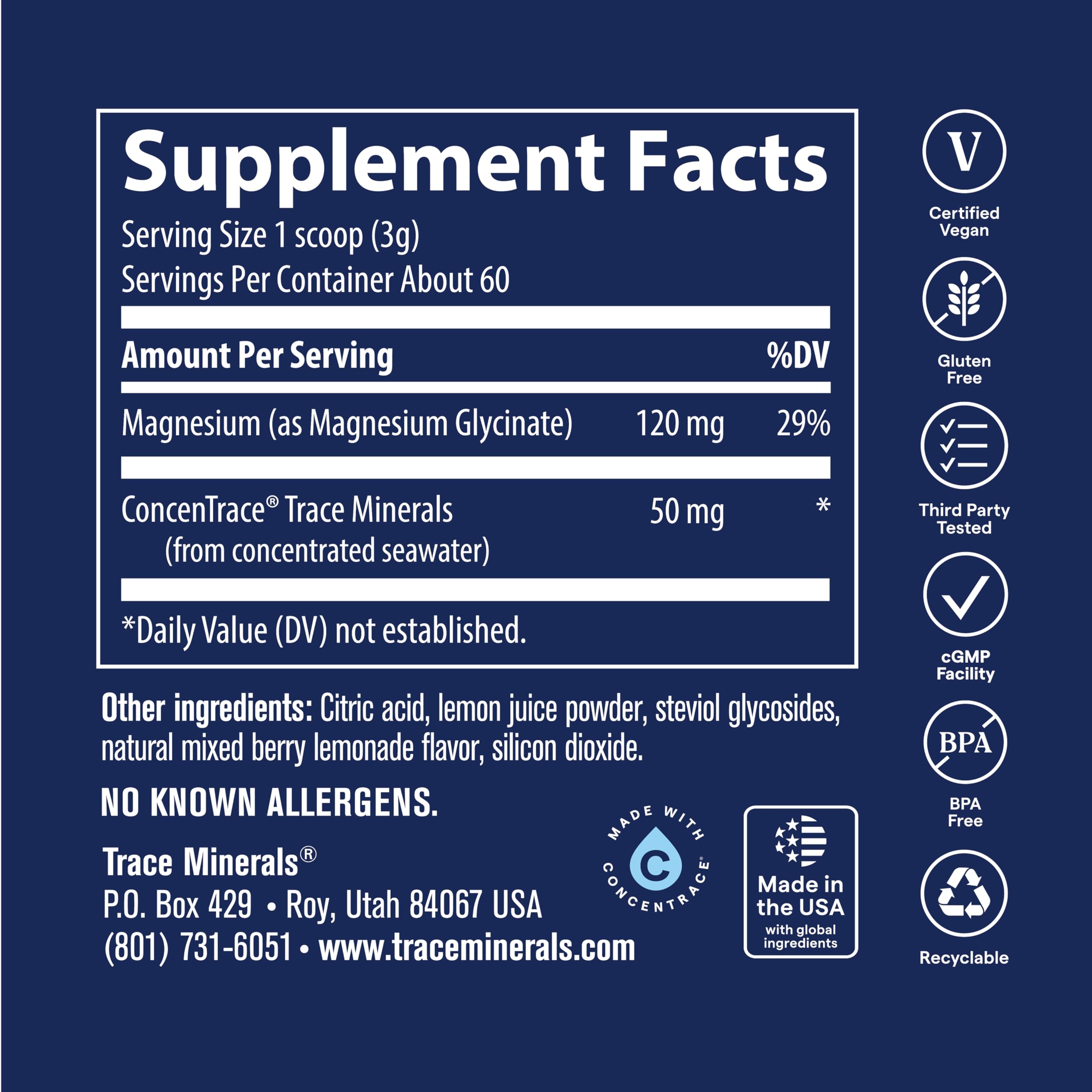 TRACE MINERALS RESEARCH Magnesium Glycinate Powder ingredients list