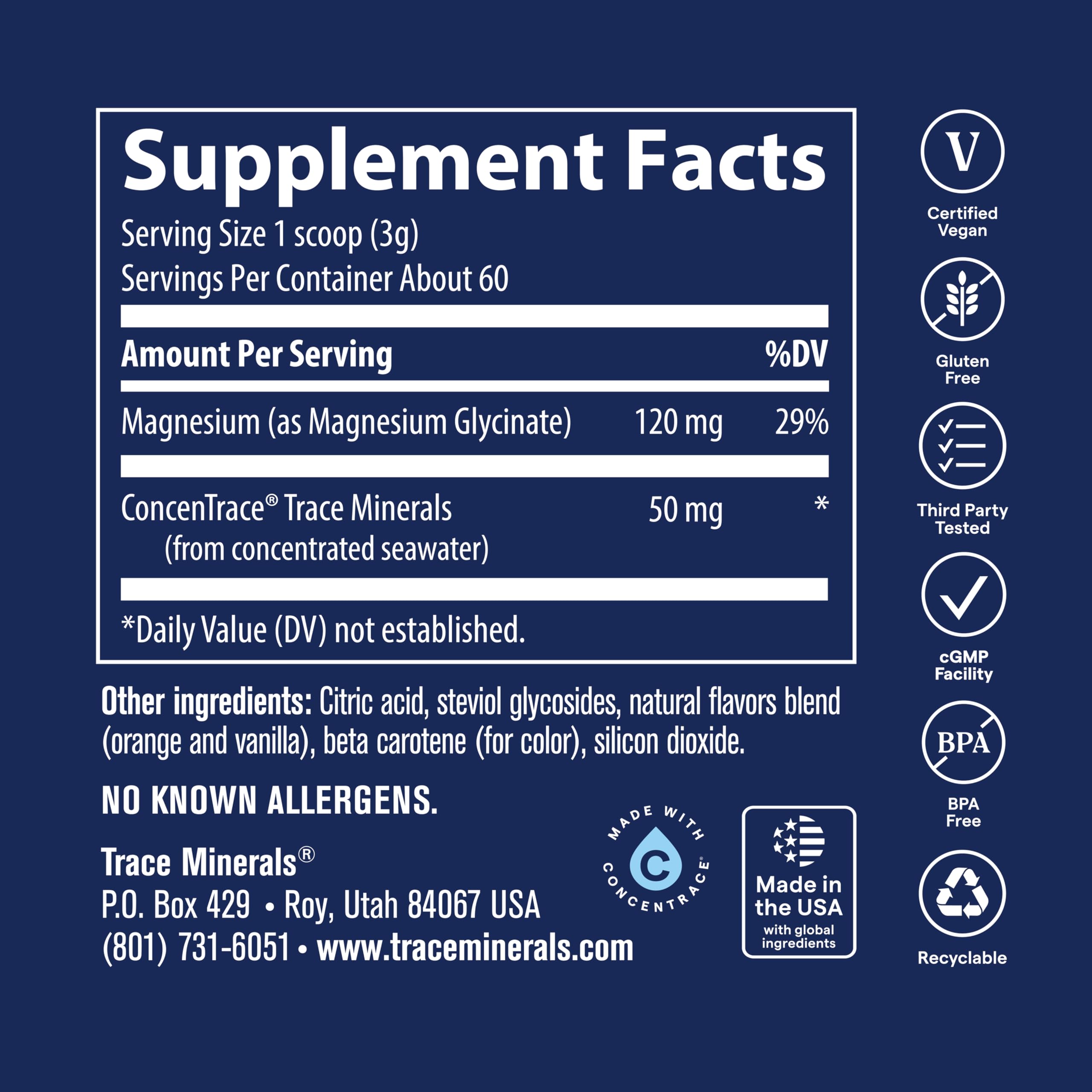 TRACE MINERALS RESEARCH Magnesium Glycinate Powder ingredients list