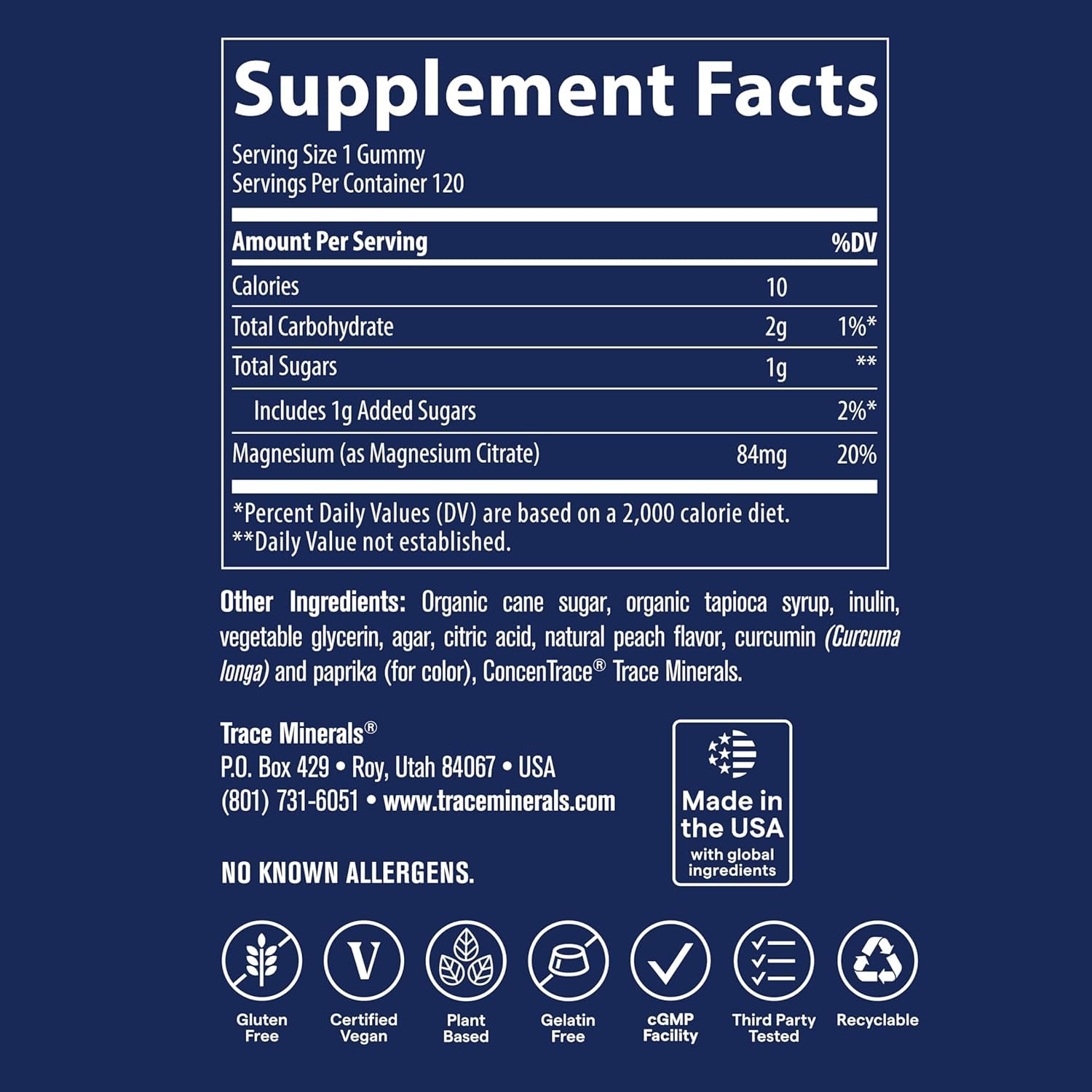 TRACE MINERALS RESEARCH Magnesium Gummies bottle with 120 servings