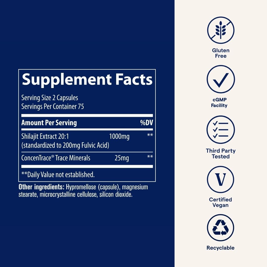 Trace Minerals Shilajit Capsules close-up showing capsule texture