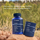 Trace Minerals Shilajit Capsules displayed with a measuring spoon