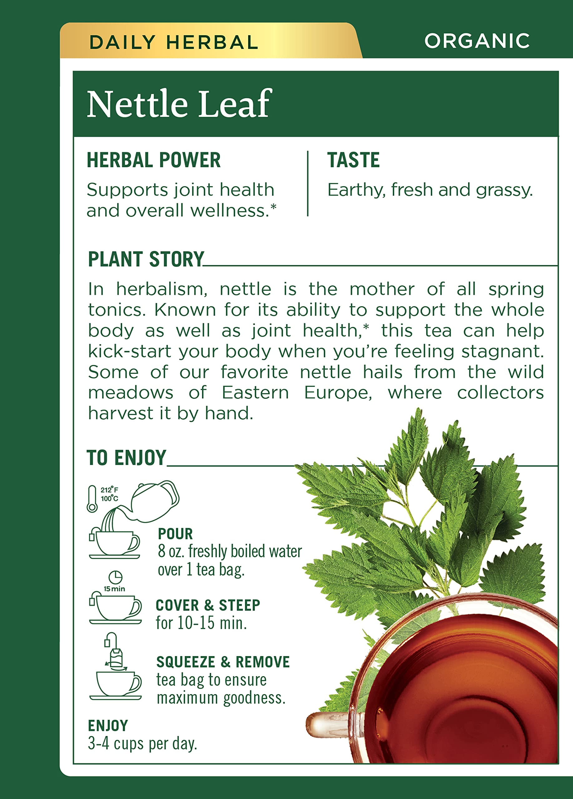 Traditional Medicinals Nettle Herbal Supplement package side view