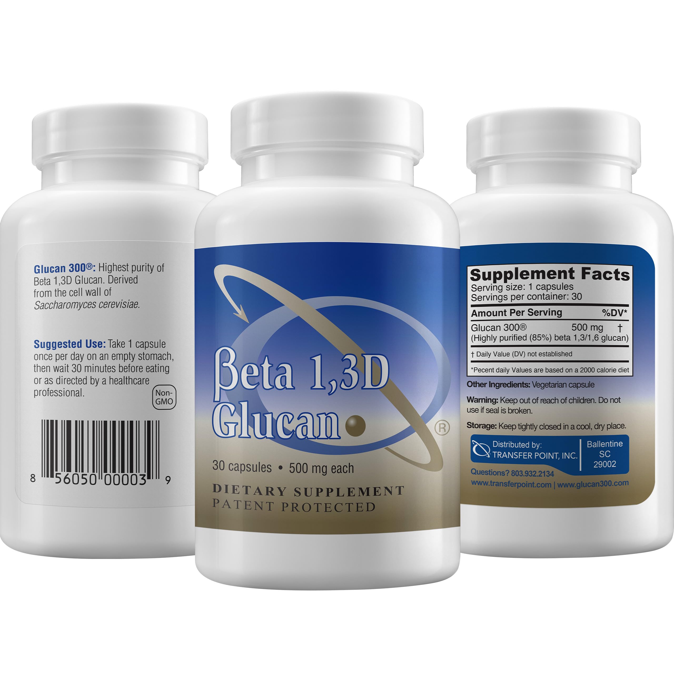 Transfer Point Beta 1,3D Glucan capsules in a hand