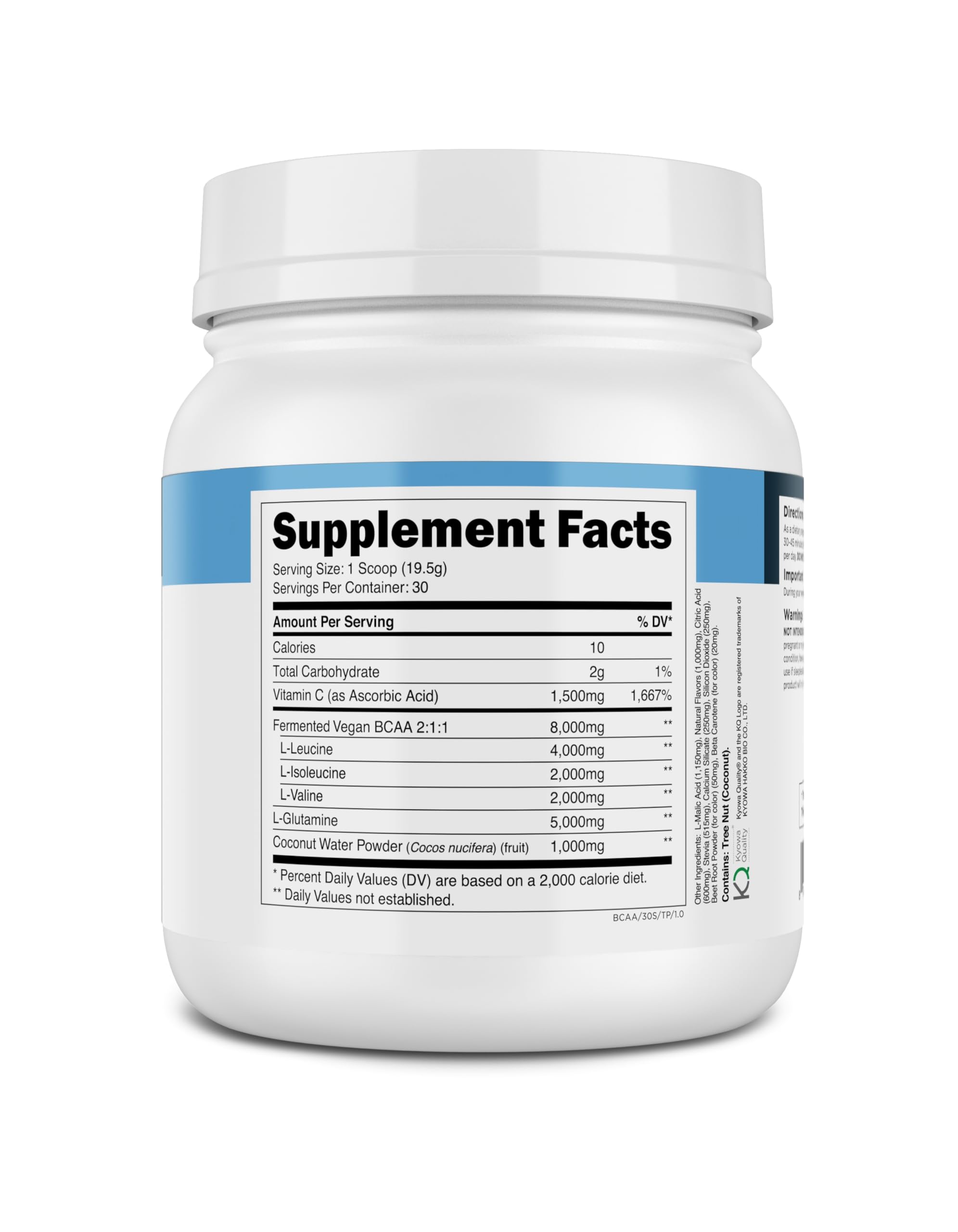Transparent Labs BCAA Glutamine 8000mg powder serving suggestion