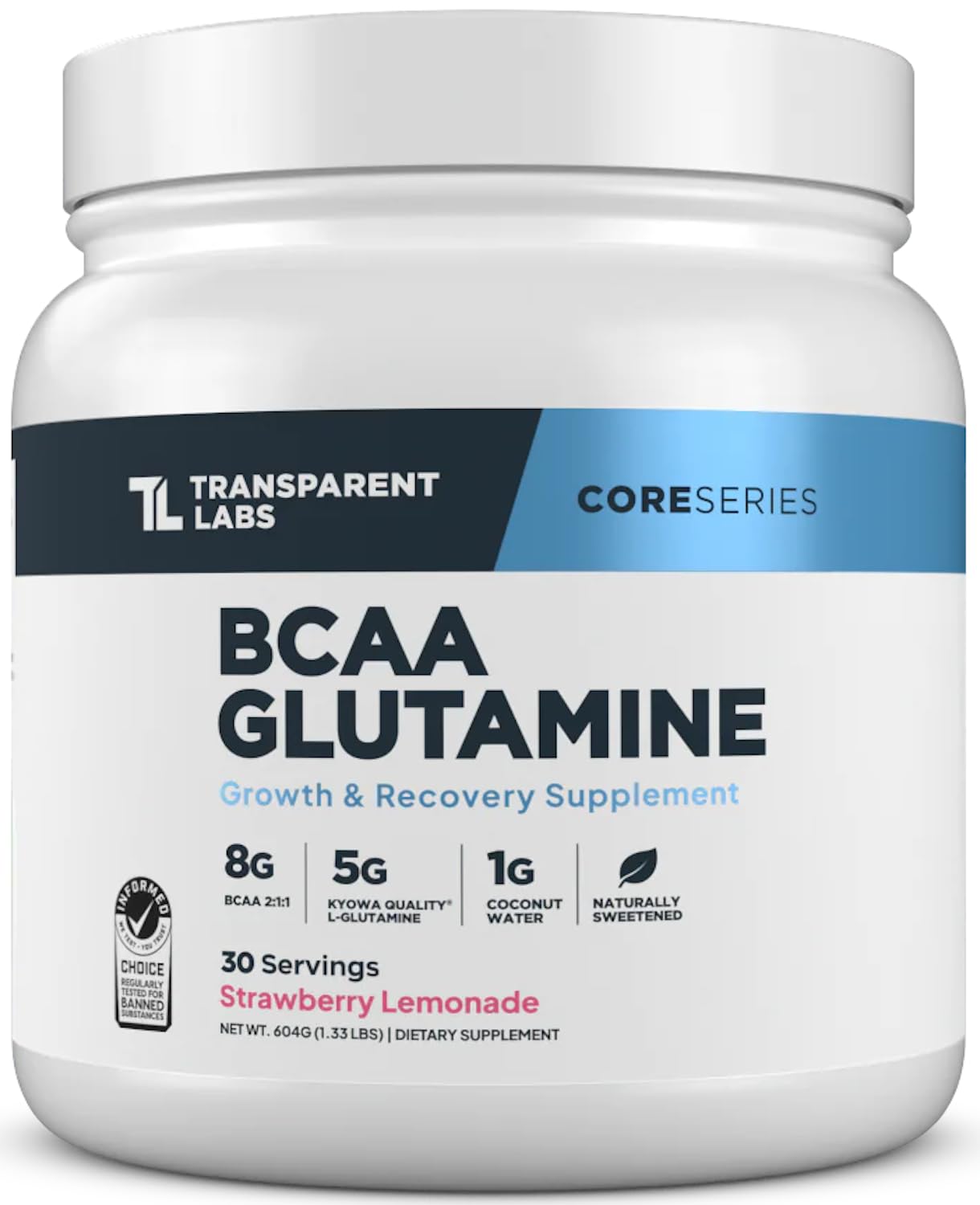 Transparent Labs BCAA Glutamine Powder 615g front view