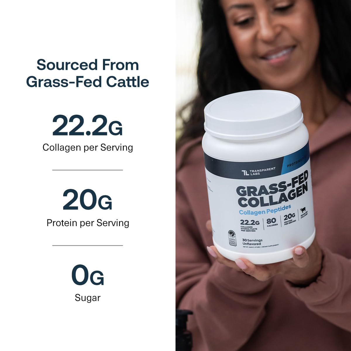 Transparent Labs Collagen Peptides 666g in a kitchen setting