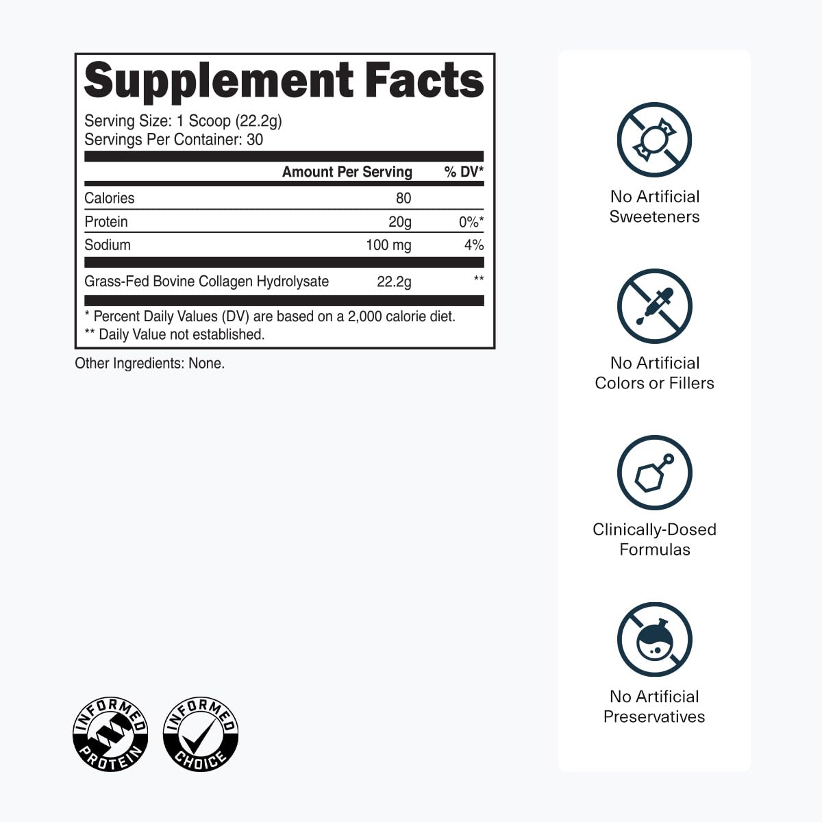 Transparent Labs Collagen Peptides 666g scoop with powder
