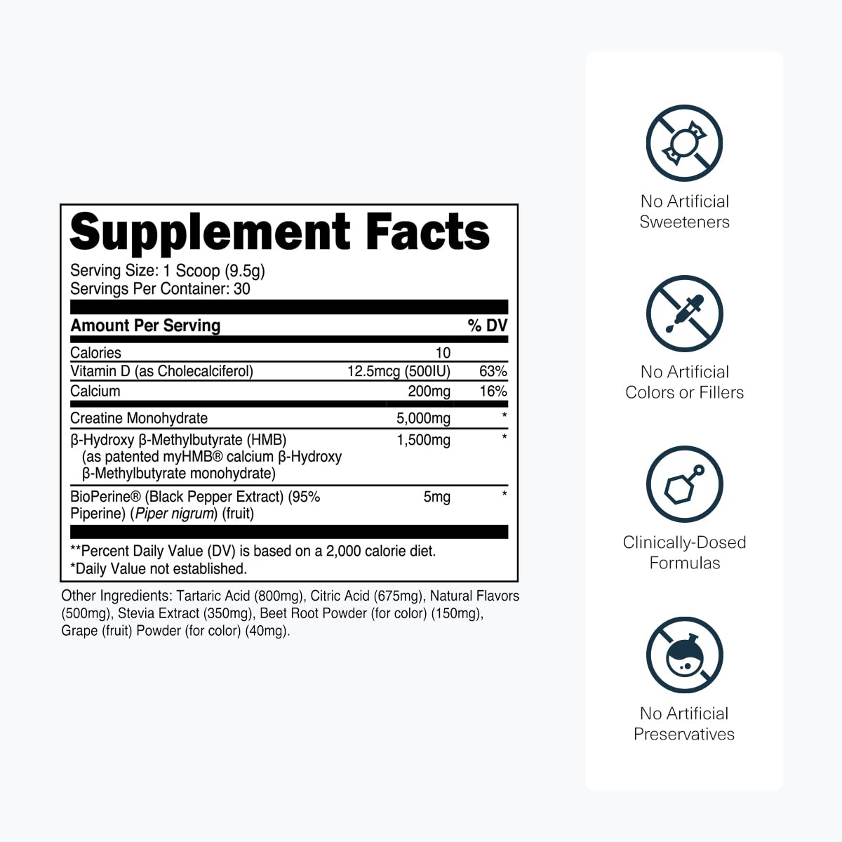 Transparent Labs Creatine HMB 210g side view