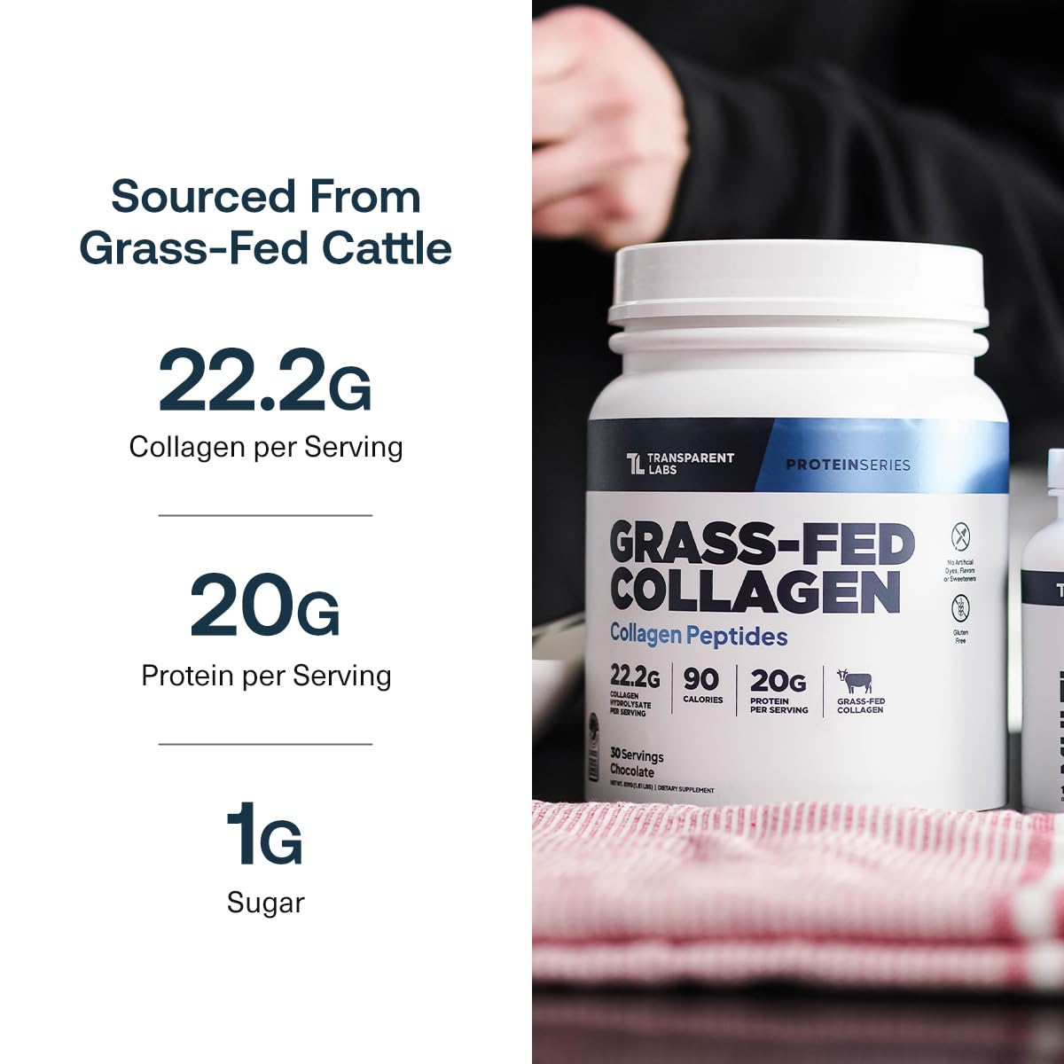 Transparent Labs Hydrolyzed Collagen Peptides 22g nutritional information