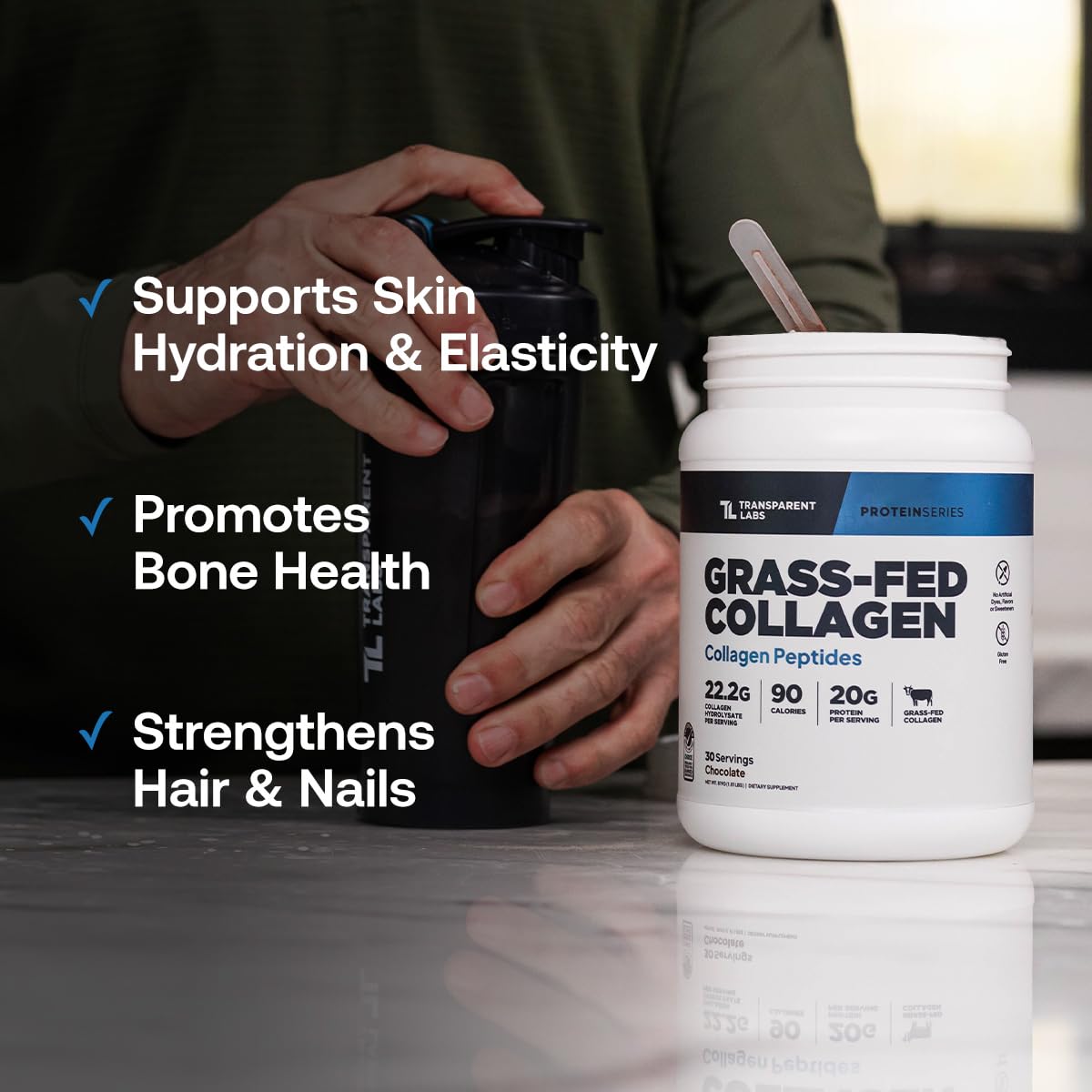 Transparent Labs Hydrolyzed Collagen Peptides 22g serving suggestion