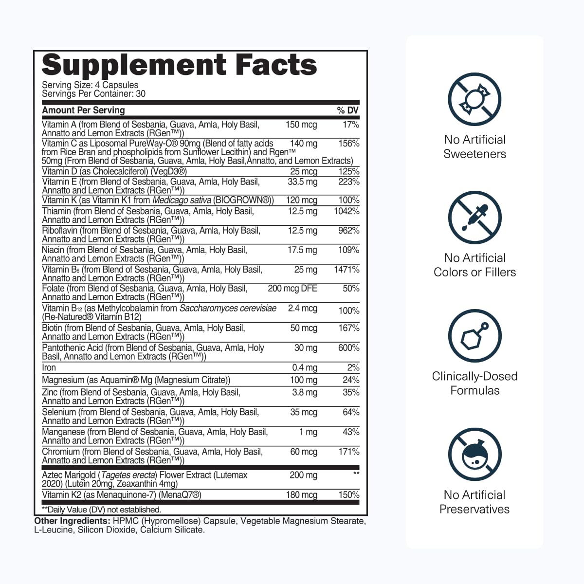 Transparent Labs Multivitamin capsules on a wooden table