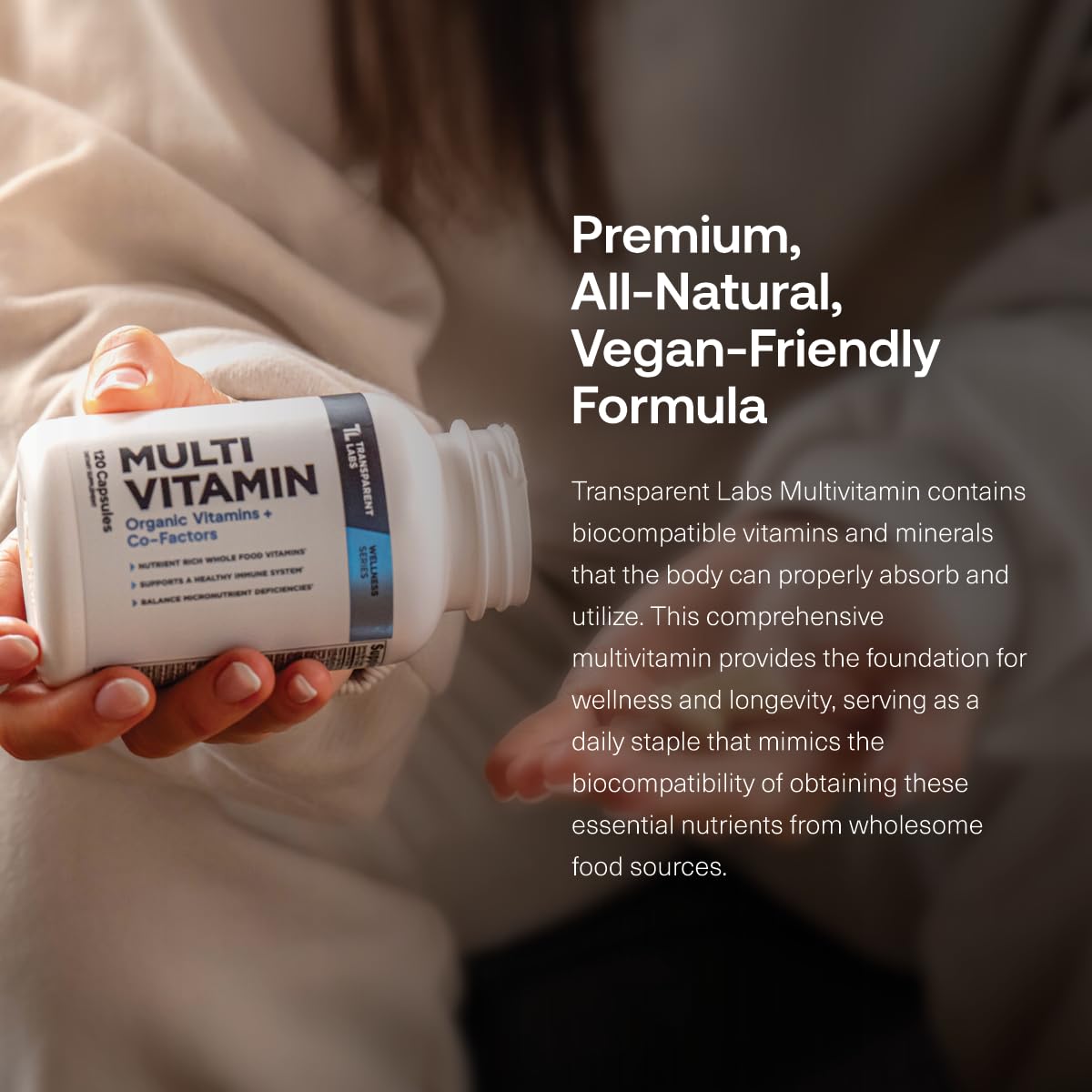 Transparent Labs Multivitamin side view showing capsule