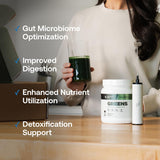 Transparent Labs Prebiotic Greens 572g side view with nutritional information
