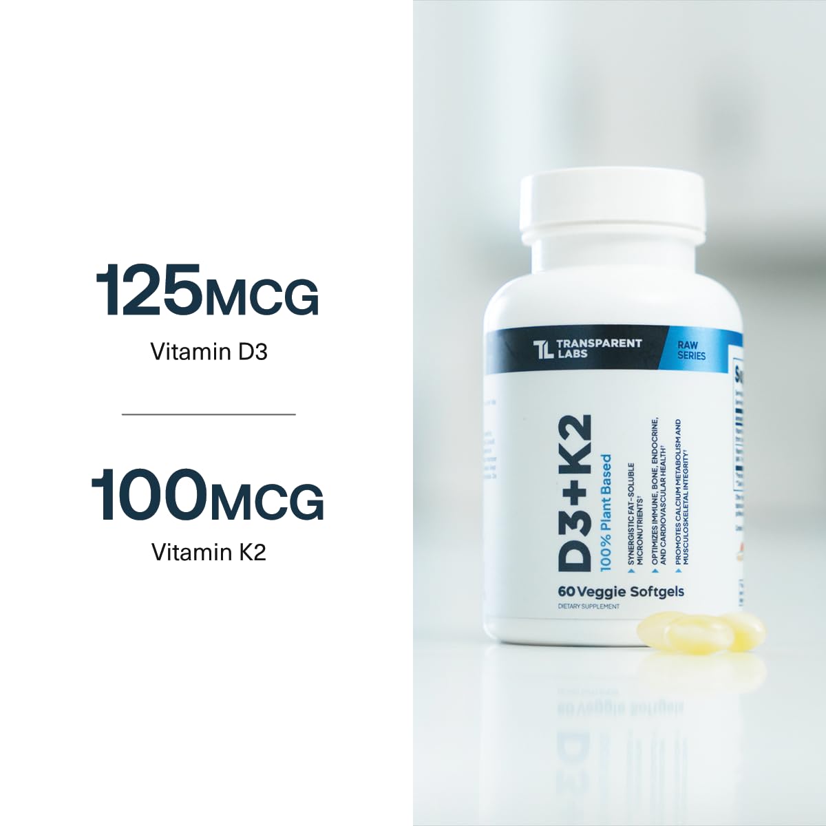 Transparent Labs Vitamin D3 + K2 Supplement ingredients list