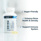Transparent Labs Vitamin D3 + K2 Supplement on a wooden table