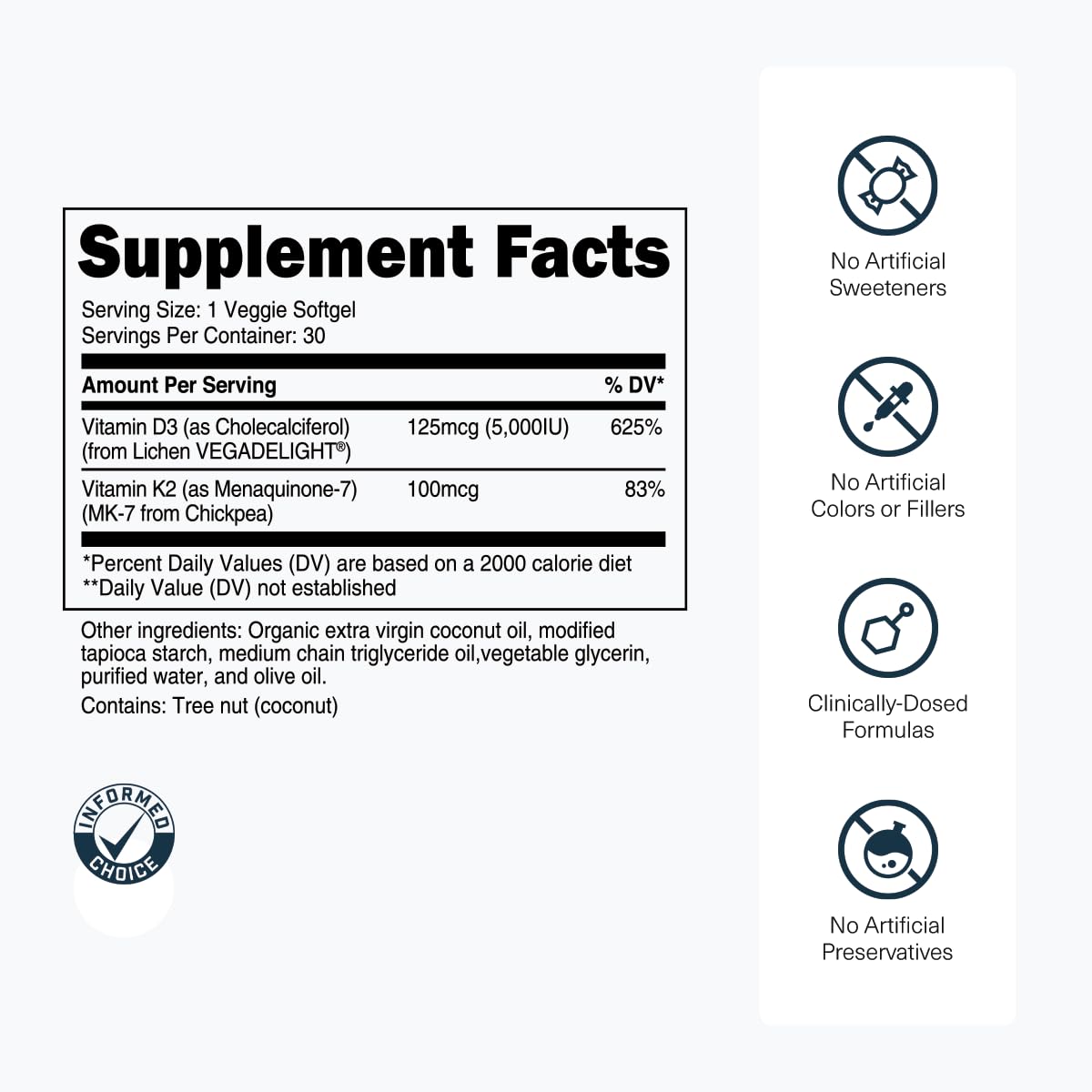 Transparent Labs Vitamin D3 + K2 Supplement packaging