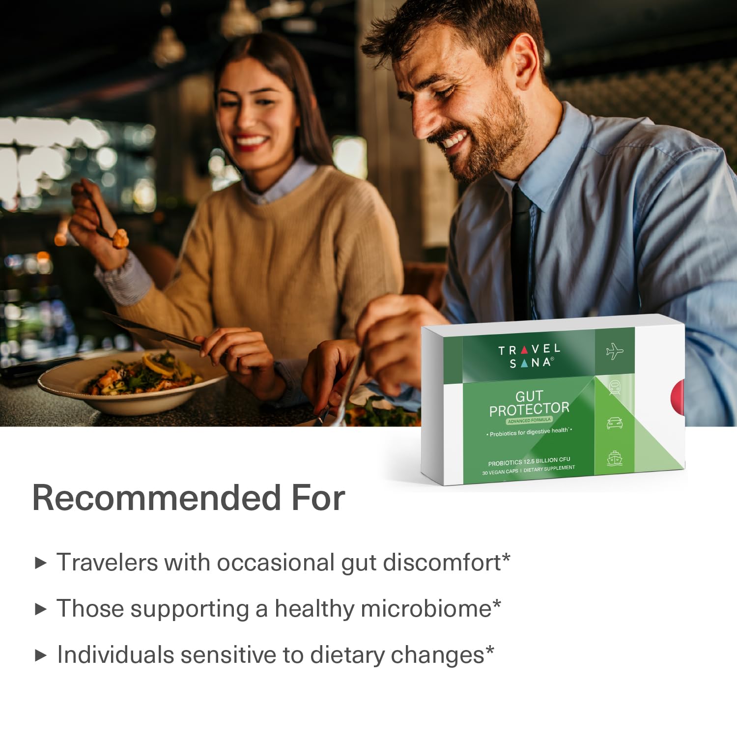 TRAVELSANA Gut Protector Advanced Formula Probiotics packaging details