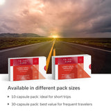 TRAVELSANA Long-Haul Circulation capsules with travel accessories