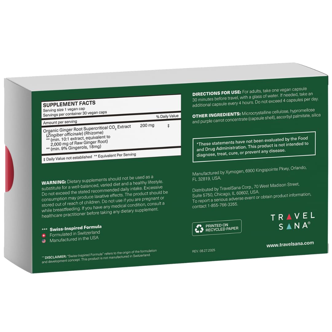 TRAVELSANA Organic Ginger Extract Capsules close-up