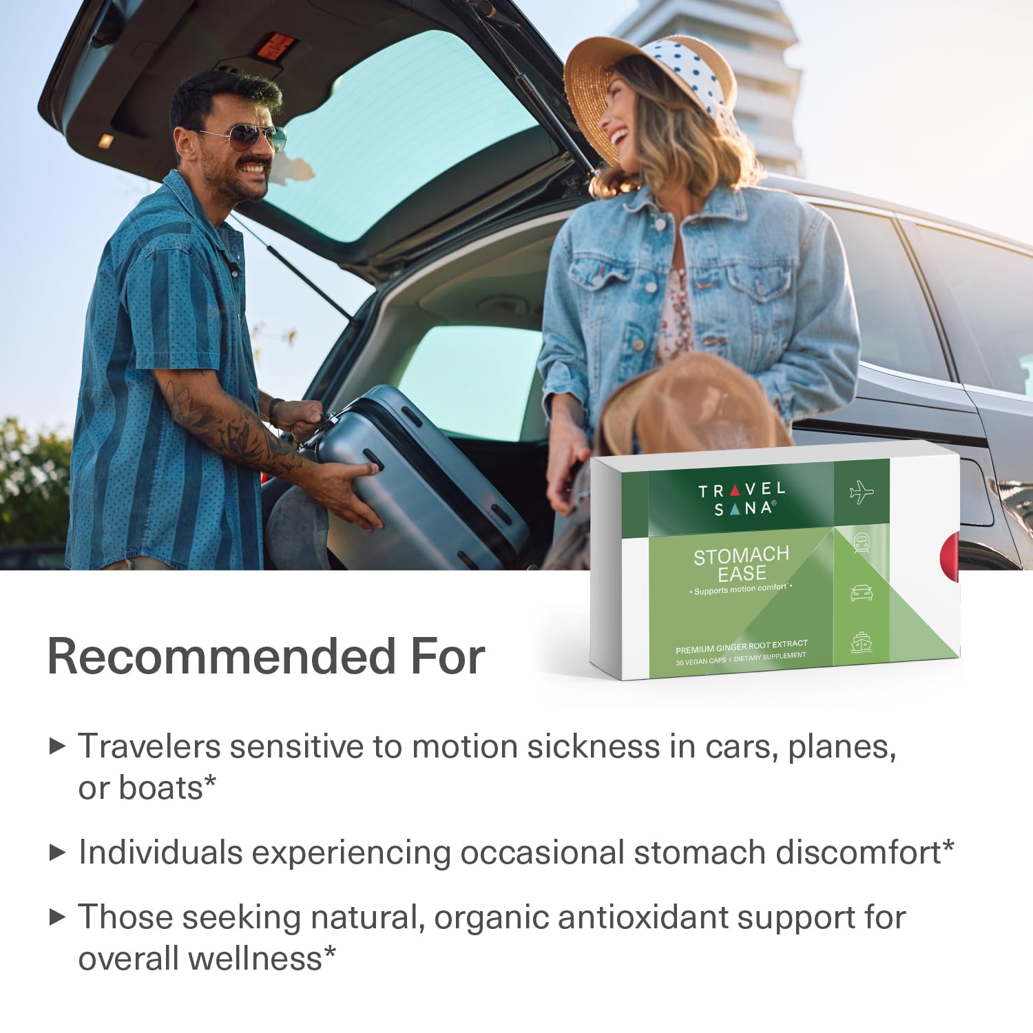 TRAVELSANA Organic Ginger Extract Capsules side view