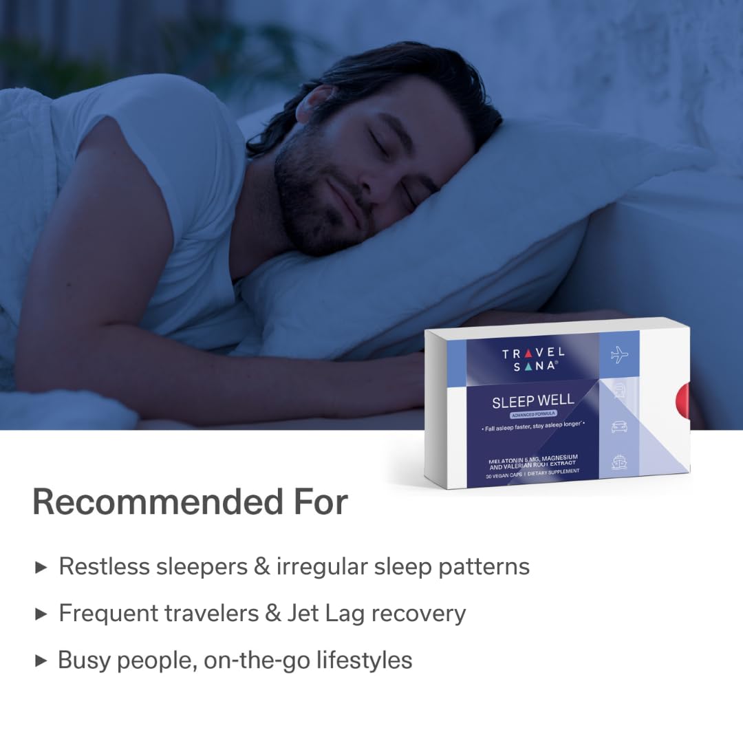 TRAVELSANA Sleep Well capsules in hand for size reference