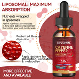 Trawecual Liposomal Cayenne 15-in-1 Herbal Supplement with measuring dropper