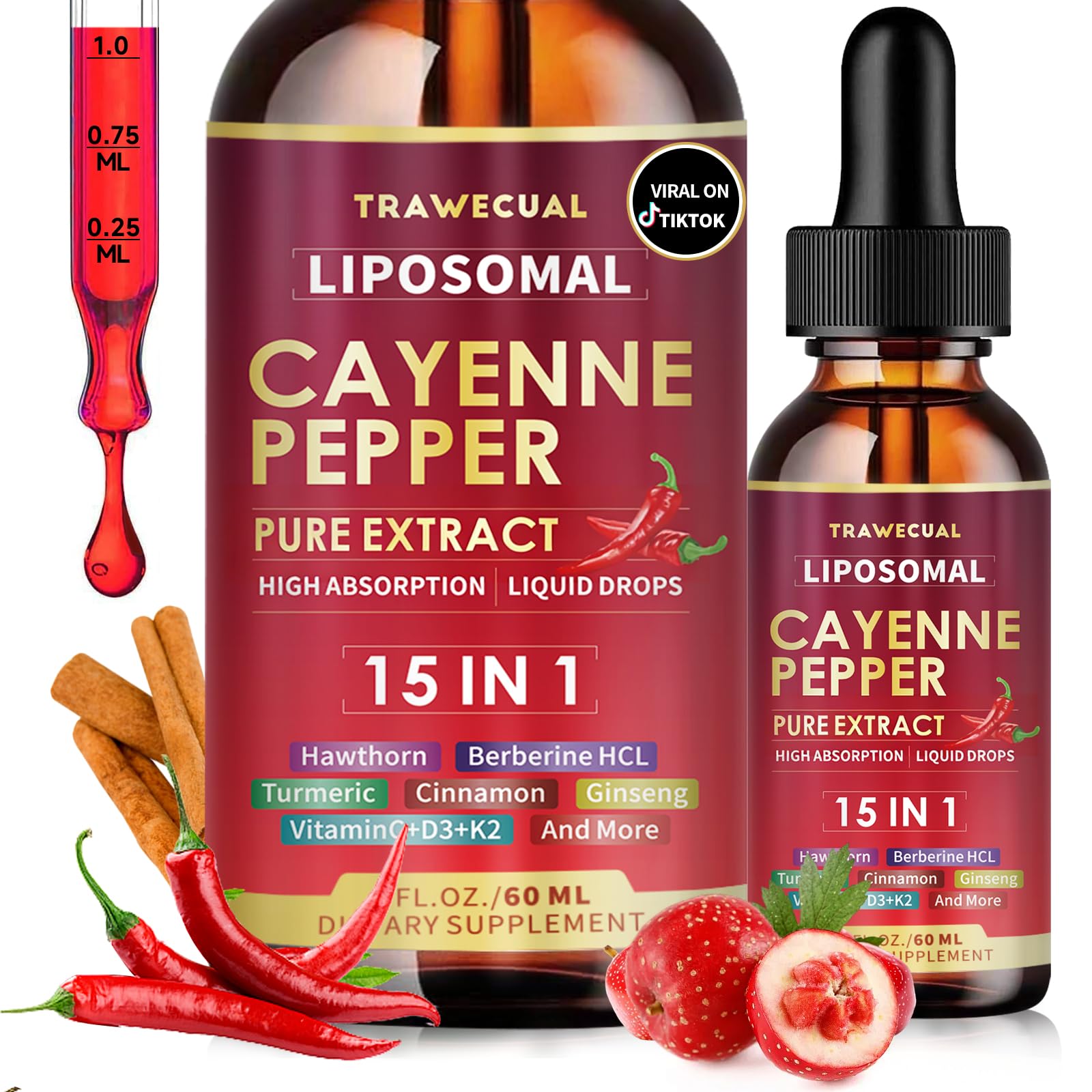 Trawecual Liposomal Cayenne bottle front view