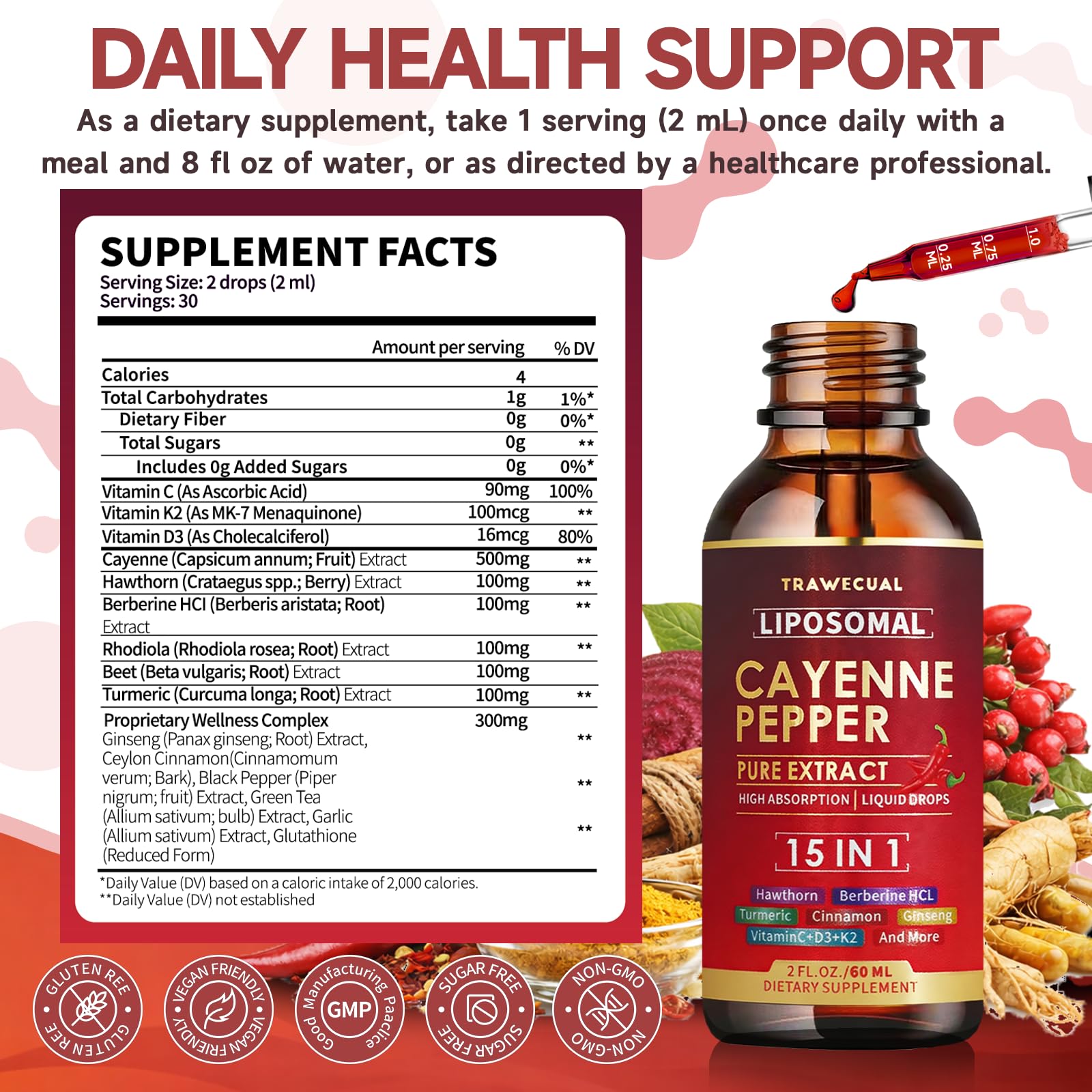 Trawecual Liposomal Cayenne with hawthorn and cinnamon