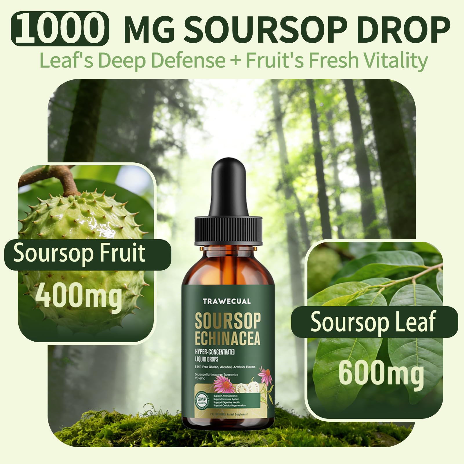 Trawecual Soursop Echinacea Drops label details