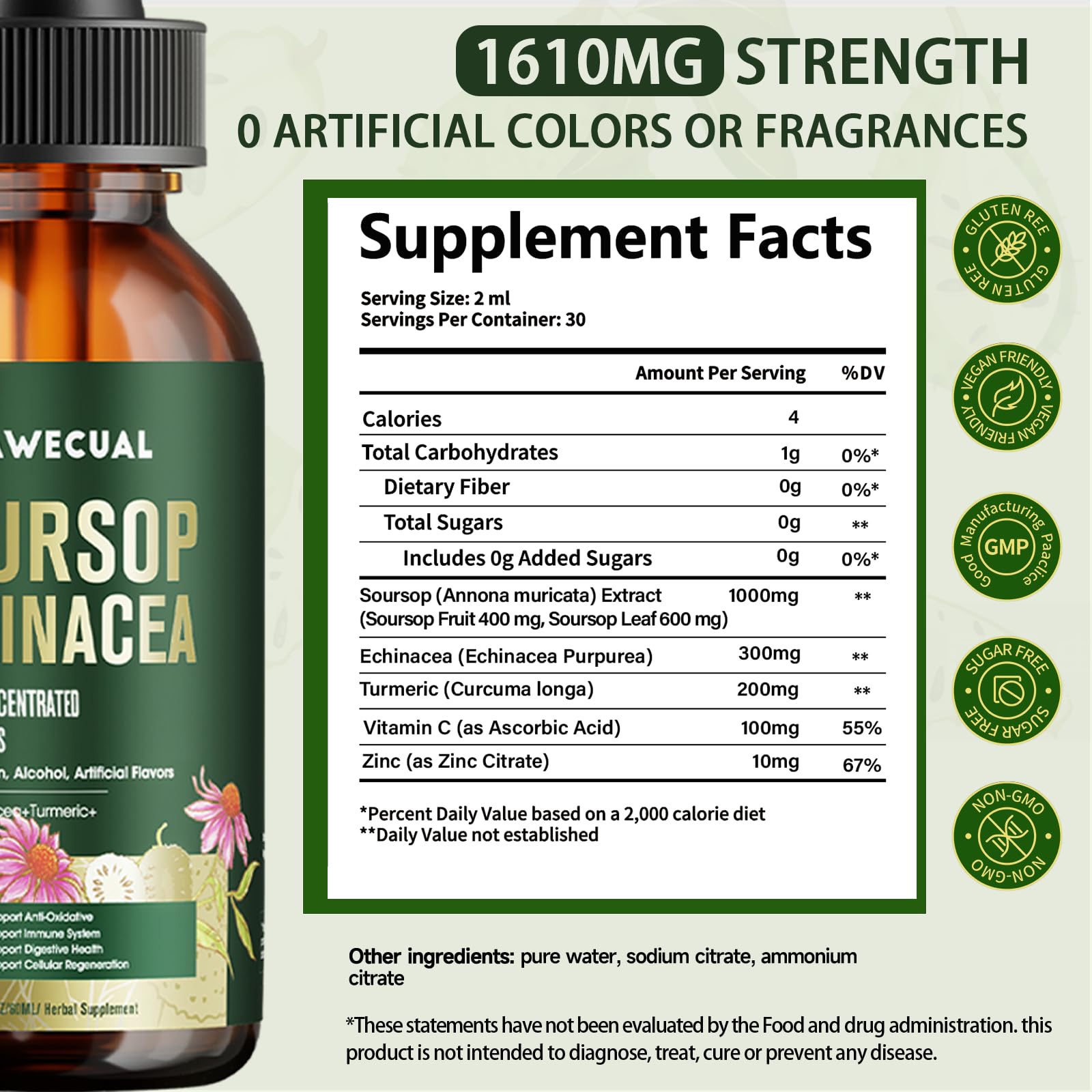 Trawecual Soursop Echinacea Drops lifestyle scene on kitchen counter
