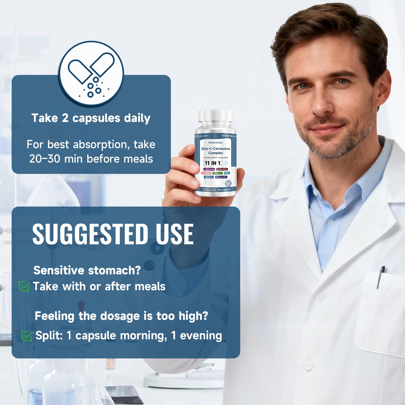 Trawecual Zinc L-Carnosine Complex product packaging details