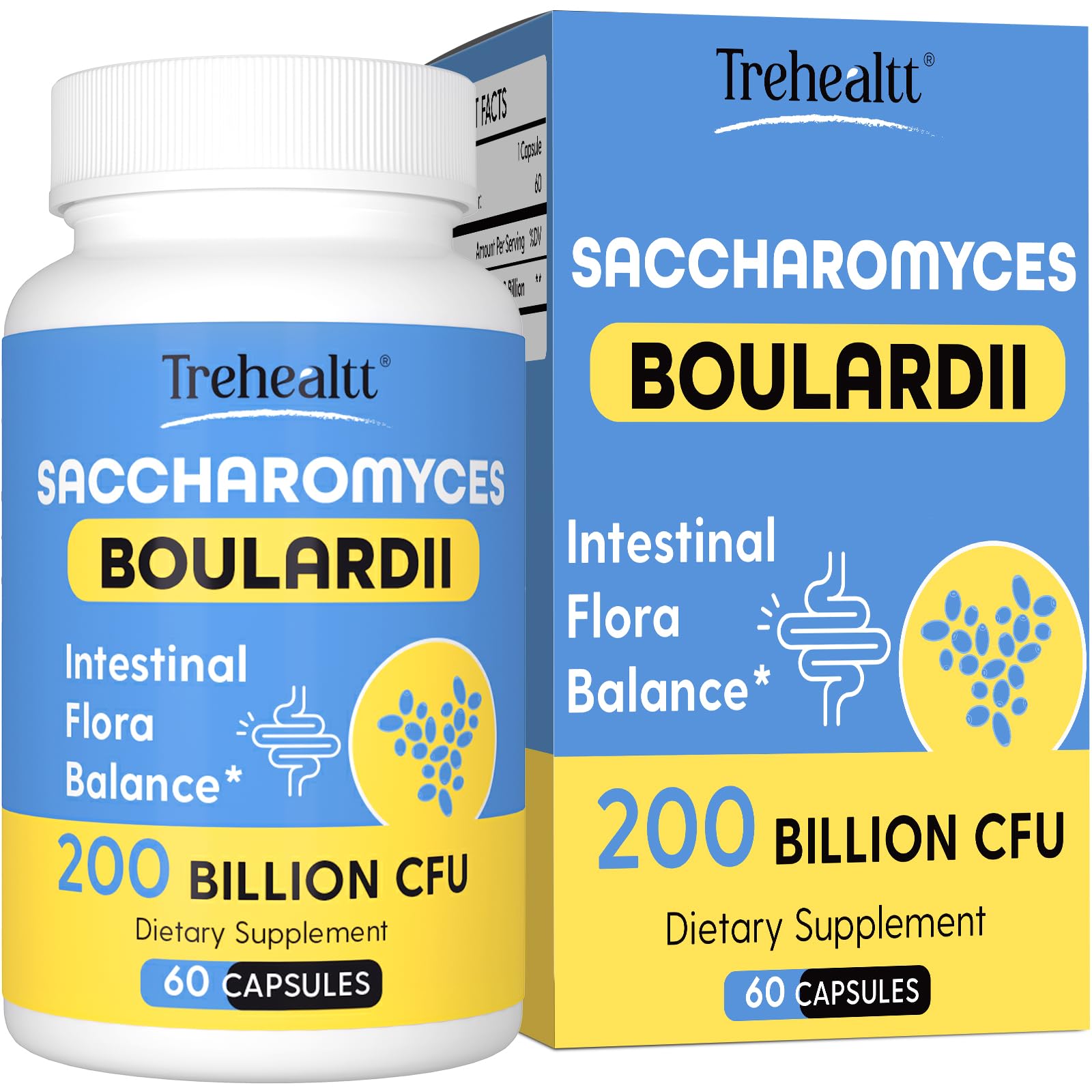 Trehealtt Saccharomyces Boulardii Probiotic 200 Billion CFUs bottle front view