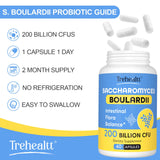 Trehealtt Saccharomyces Boulardii Probiotic 200 Billion CFUs bottle with natural background