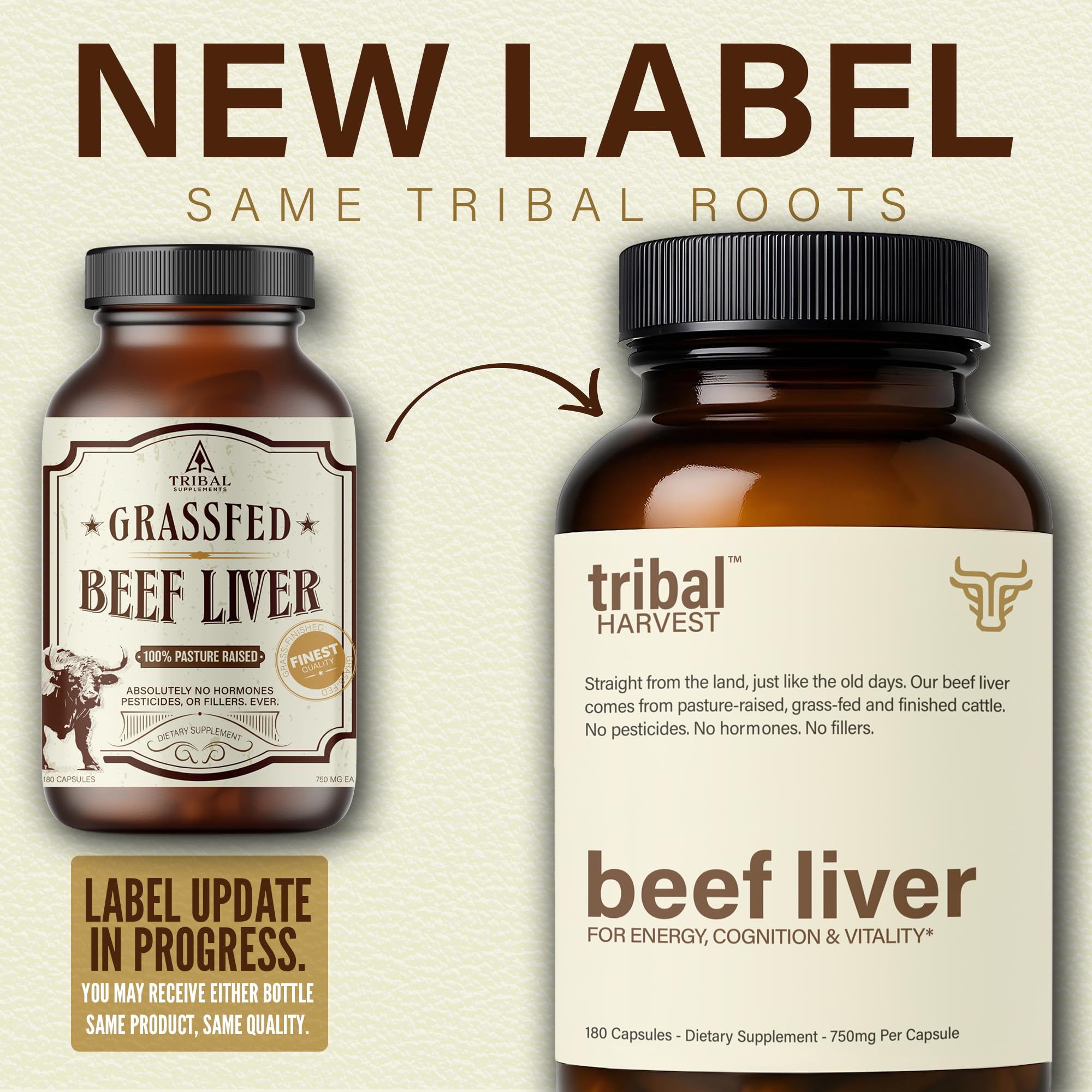 Tribal Harvest Grass Fed Beef Liver Capsules close-up