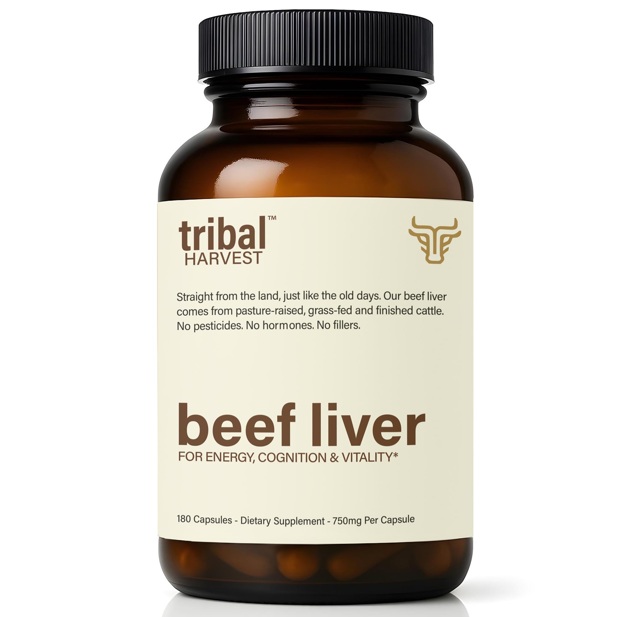 Tribal Harvest Grass Fed Beef Liver Capsules front view
