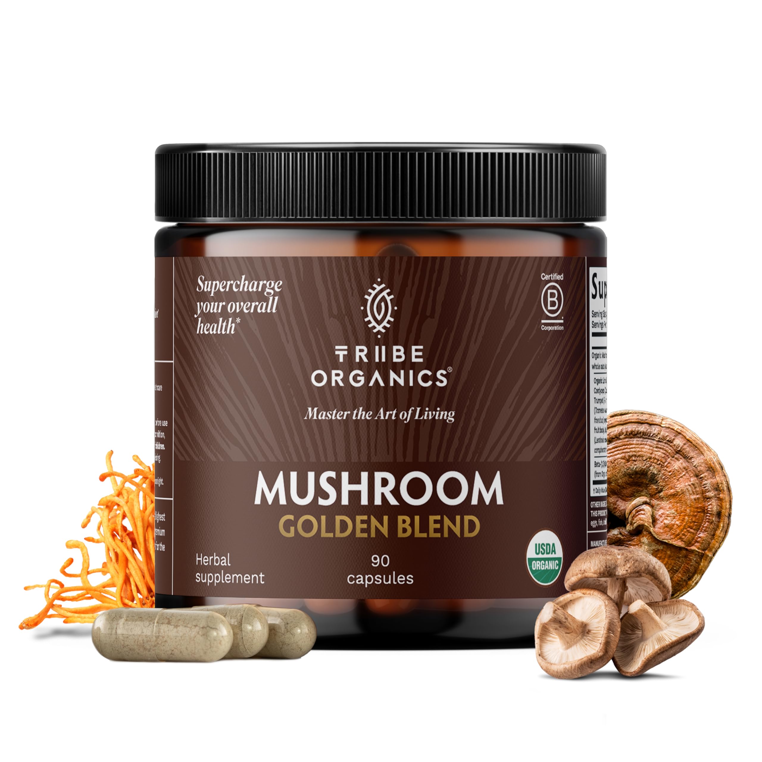 TRIBE ORGANICS 10-IN-1 Organic Mushroom Blend Capsules front view