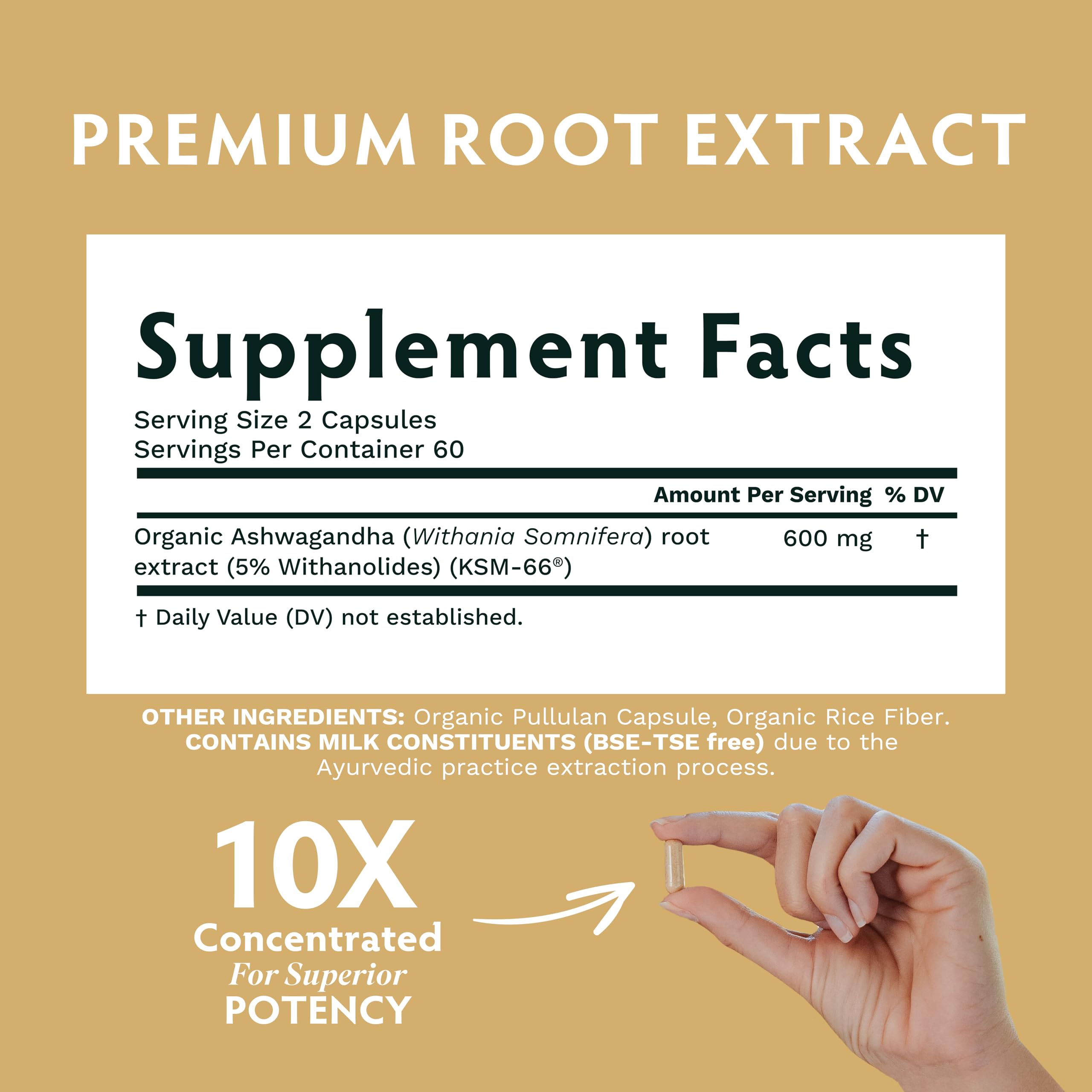 TRIBE ORGANICS Ashwagandha Capsules showing capsule contents
