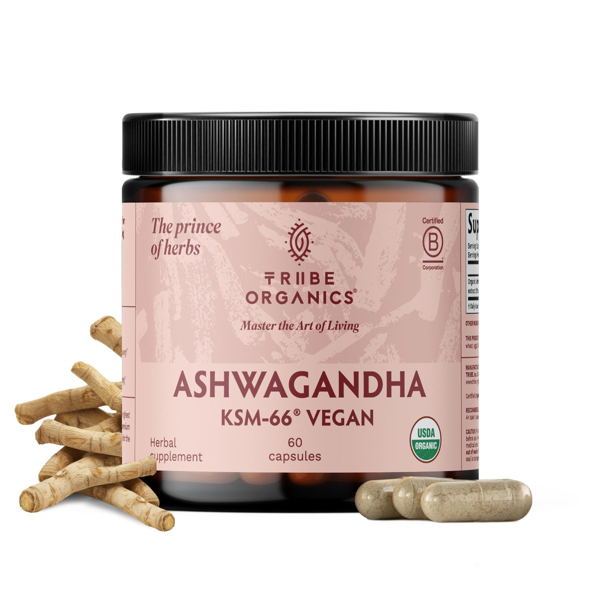 TRIBE ORGANICS KSM-66 Ashwagandha Capsules front view