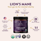 TRIBE ORGANICS Lion's Mane Mushroom Extract back label with ingredients
