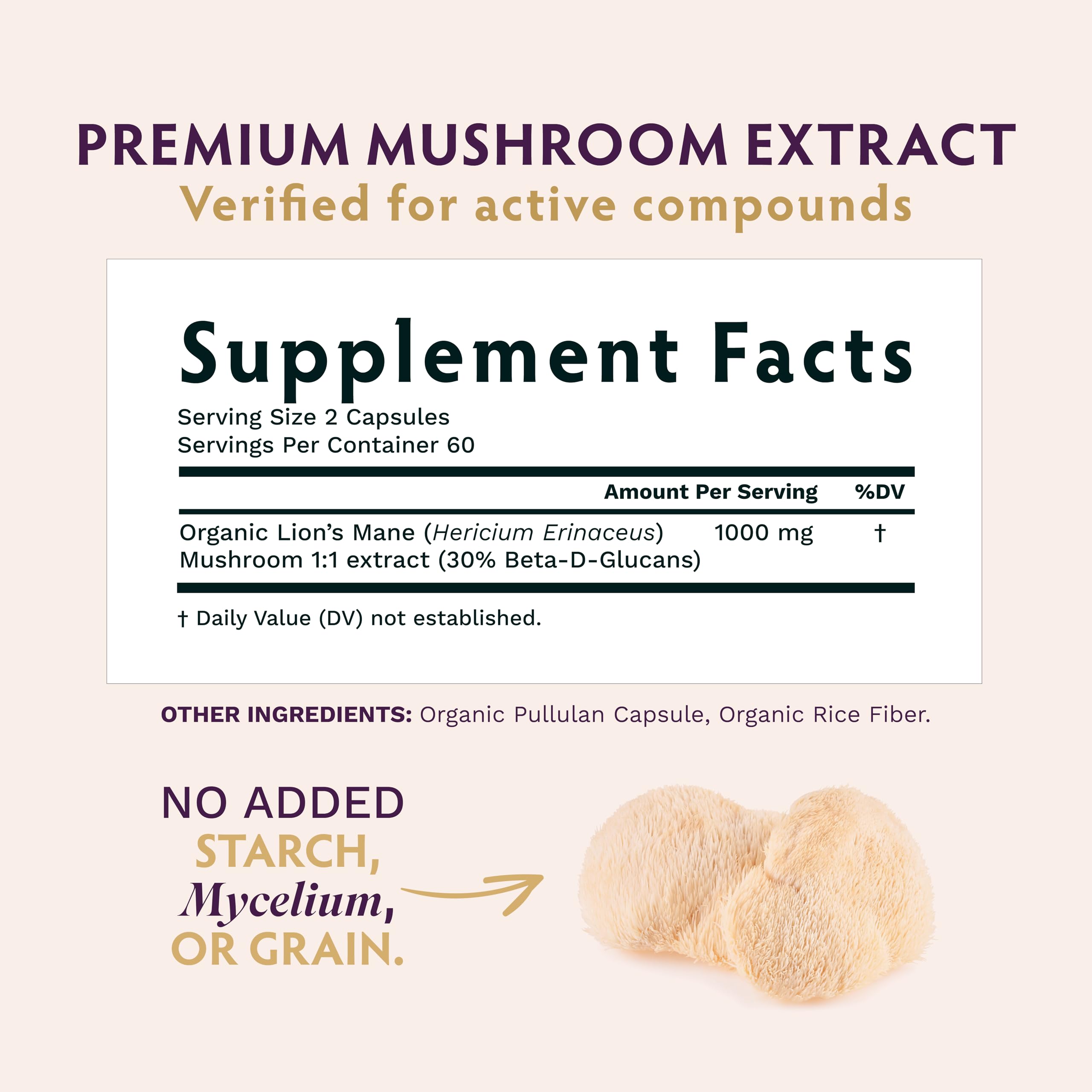 TRIBE ORGANICS Lion's Mane Mushroom Extract capsules close-up