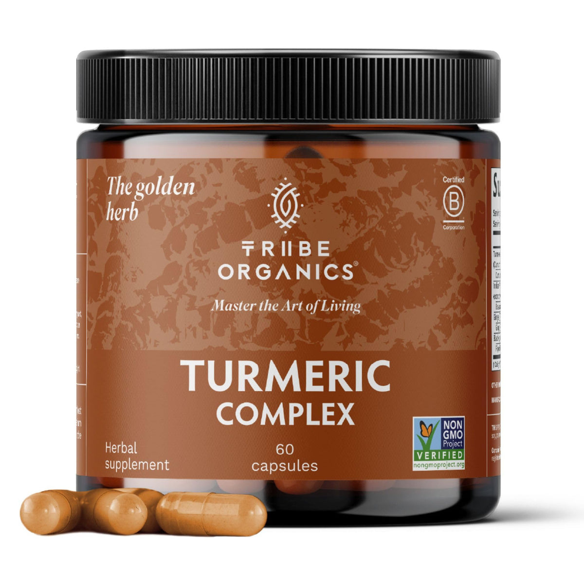 TRIBE ORGANICS Turmeric Curcumin C3 Complex 91g capsules front view