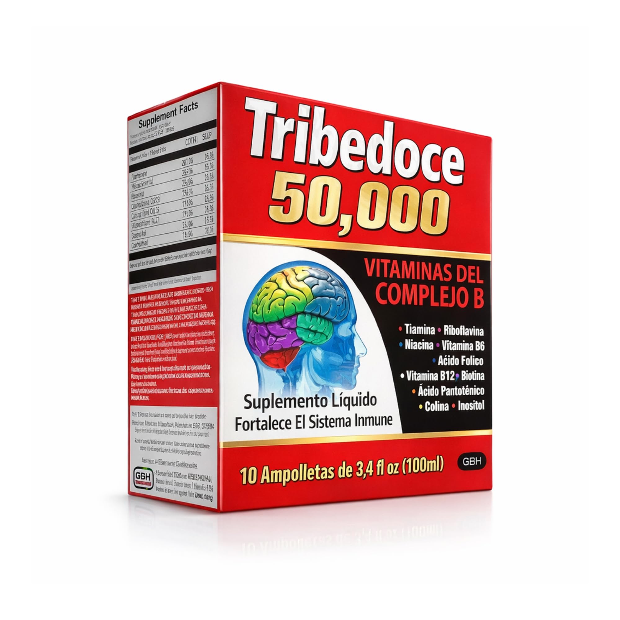 Tribedoce B-Complex Liquid Vitamins back view with ingredient details