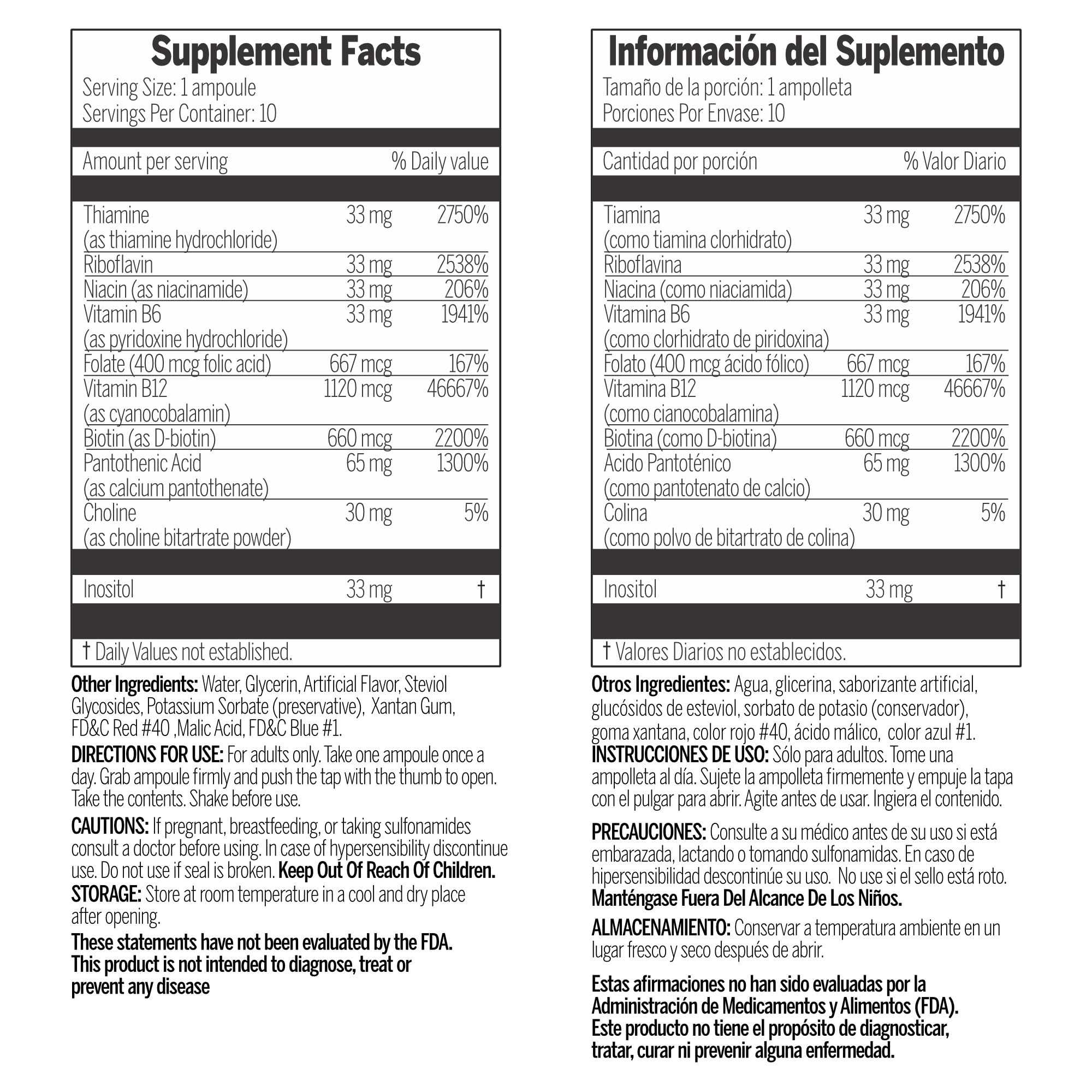 Tribedoce B-Complex Liquid Vitamins label close-up showing vitamin details