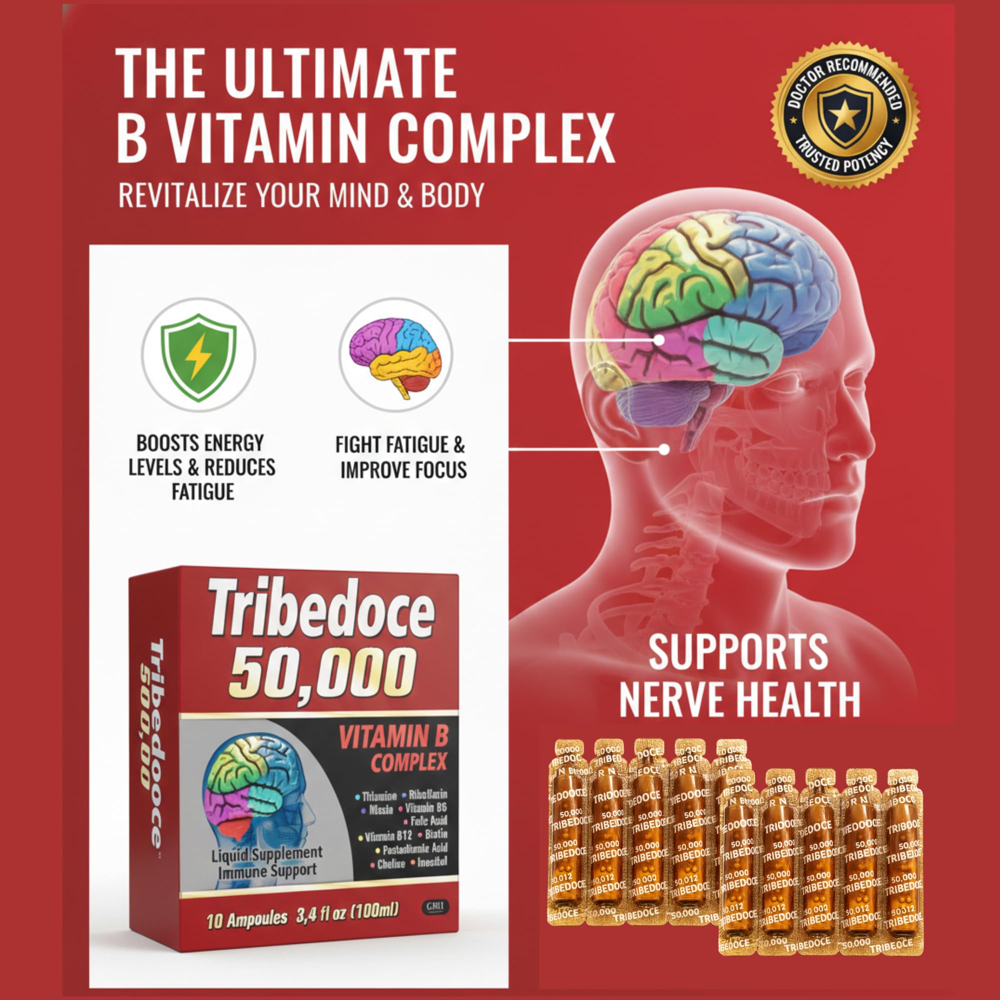 Tribedoce B-Complex Liquid Vitamins side view showing bottle design