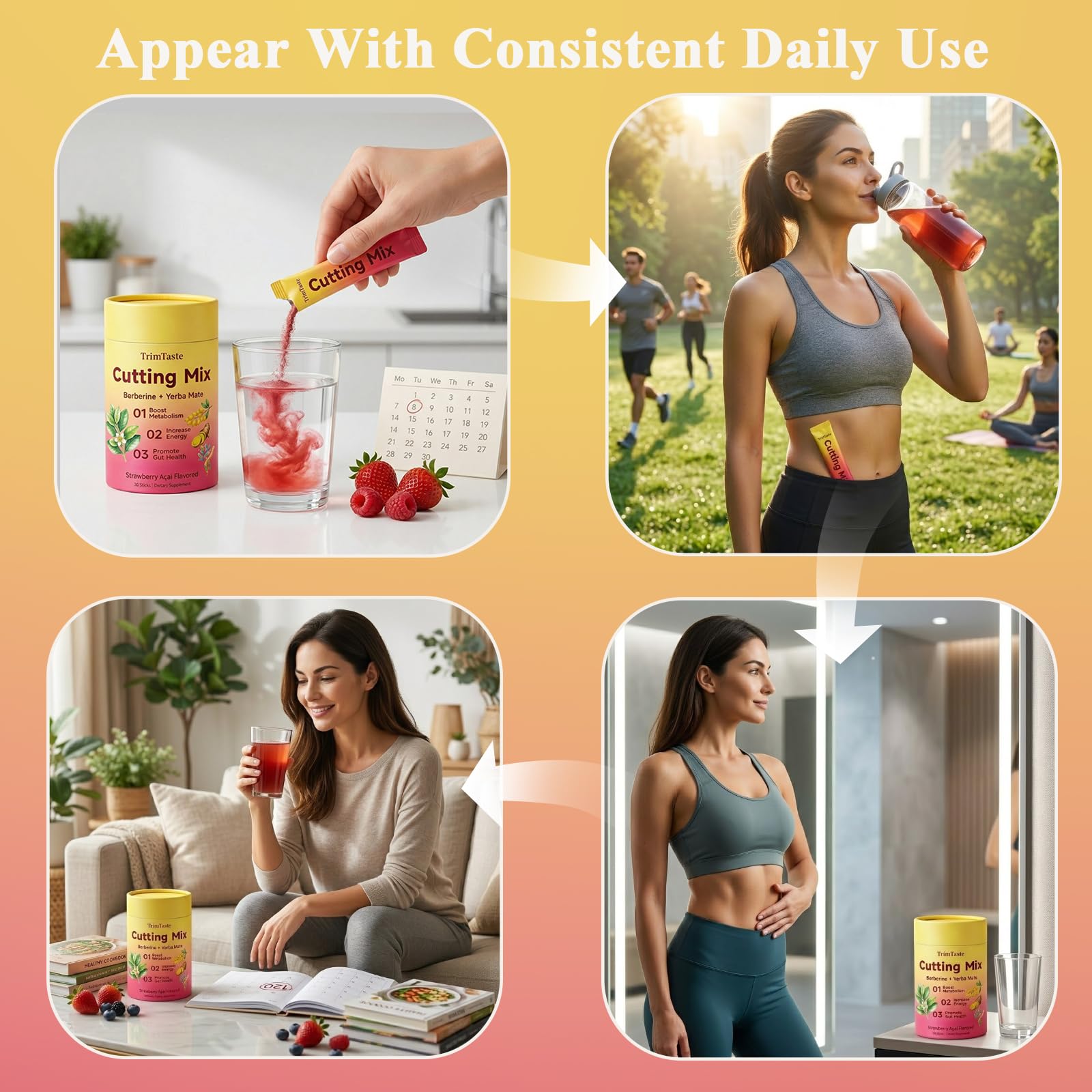 Trim Taste Dietary Fibre Supplement Strawberry & Acai flavour drink preparation